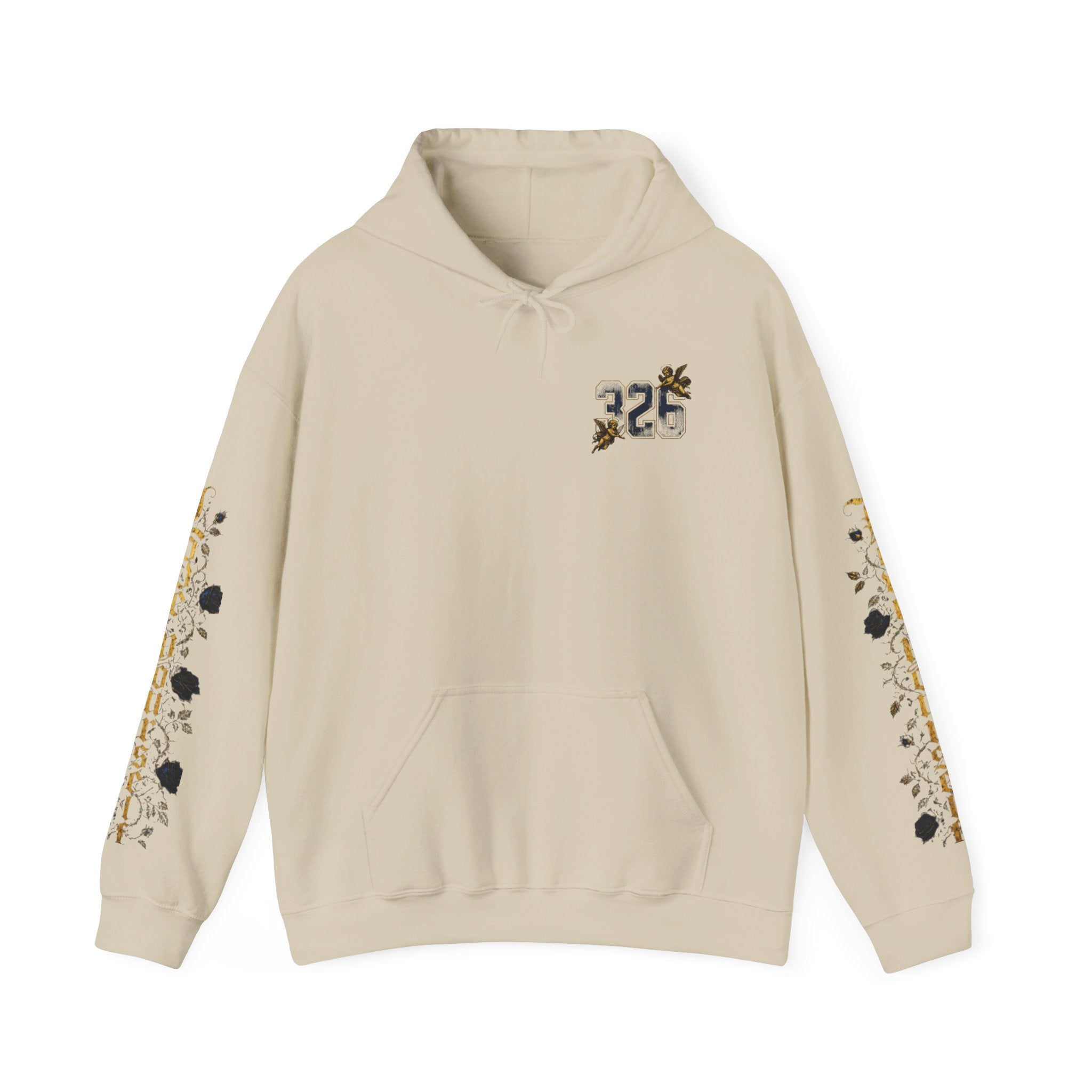 'Golden State Hoodie 326 'Scripture  with Floral Sleeve Art