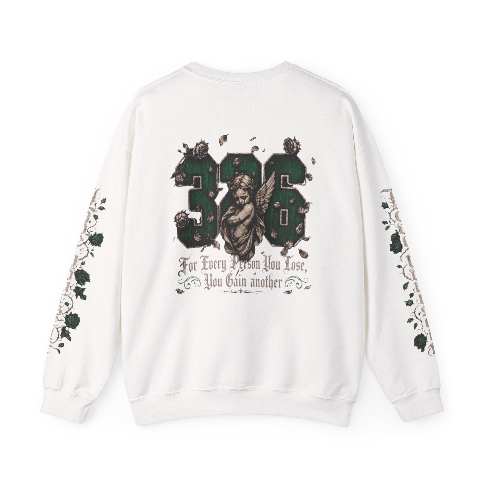 'Emberald 326' Vintage Angel Graphic with Rose Sleeve Art