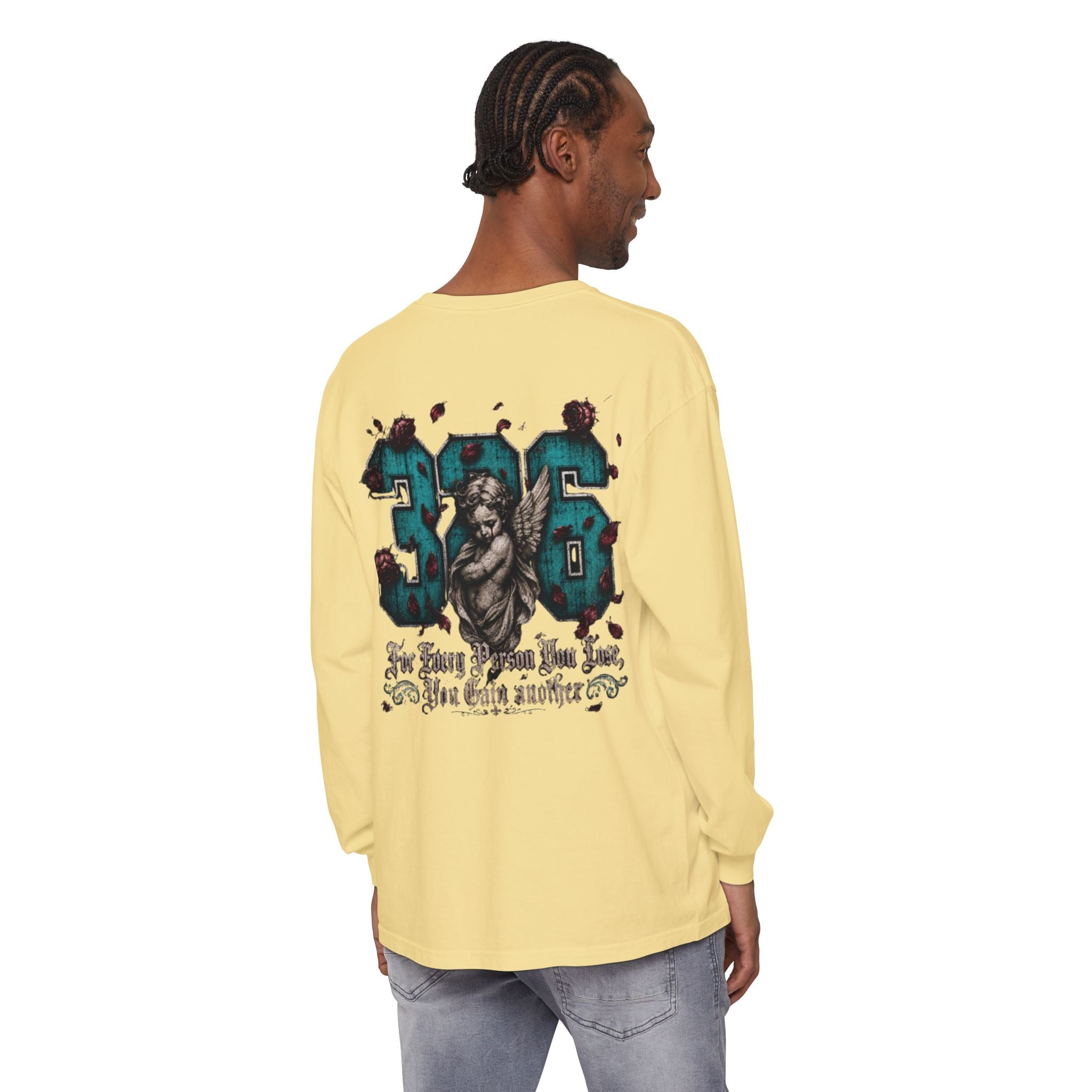'Blue ivy 326' Angel Graphic Long Sleeve Tee — "The Least Regrets You Live, The Less Another Dies"