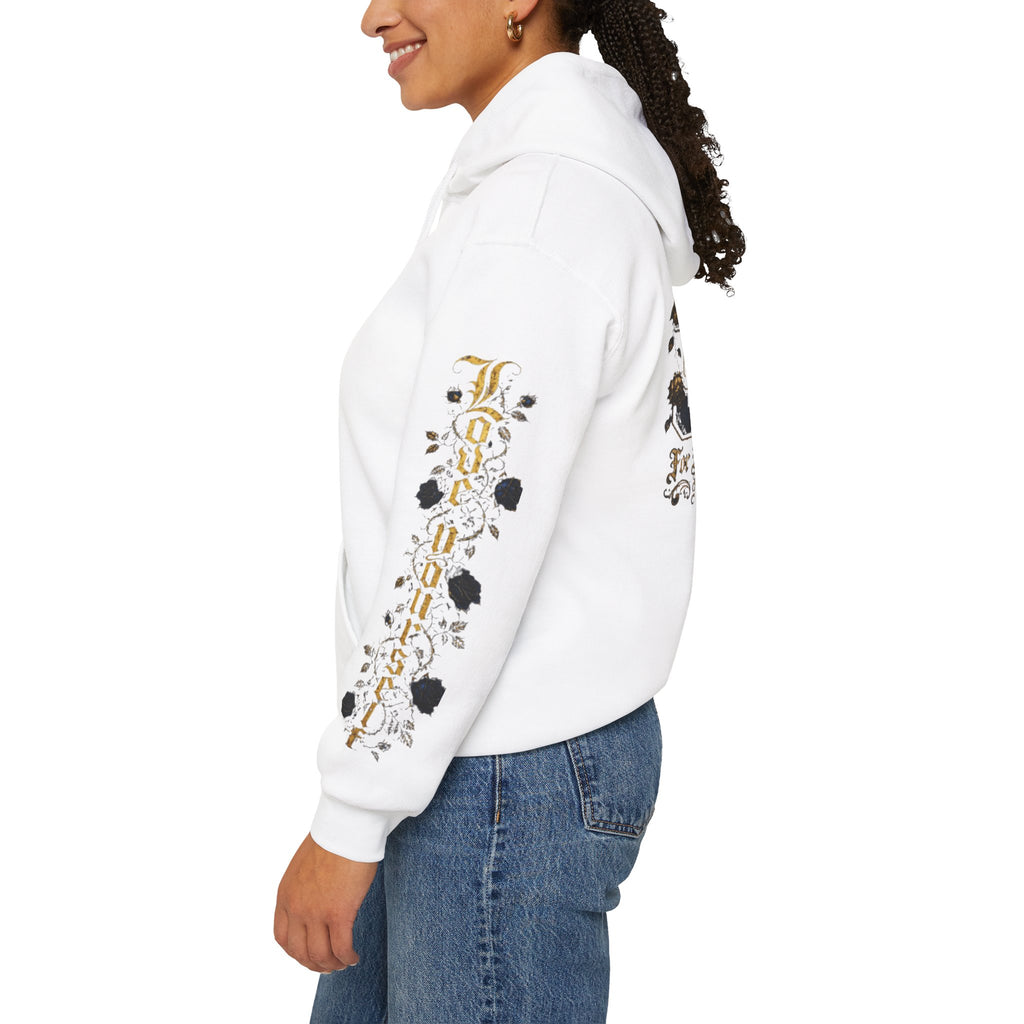 'Golden State Hoodie 326 'Scripture  with Floral Sleeve Art