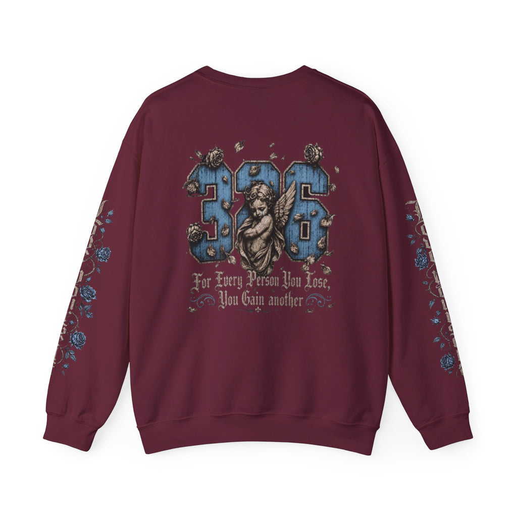 'Sky LongSleeve 326' Cherub Floral Graphic "For Every Person You Lose, You Gain Another"