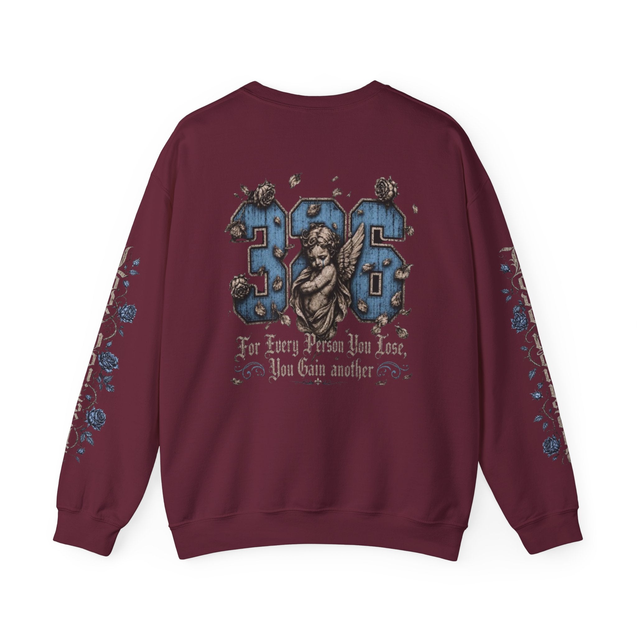 'Sky LongSleeve 326' Cherub Floral Graphic "For Every Person You Lose, You Gain Another"