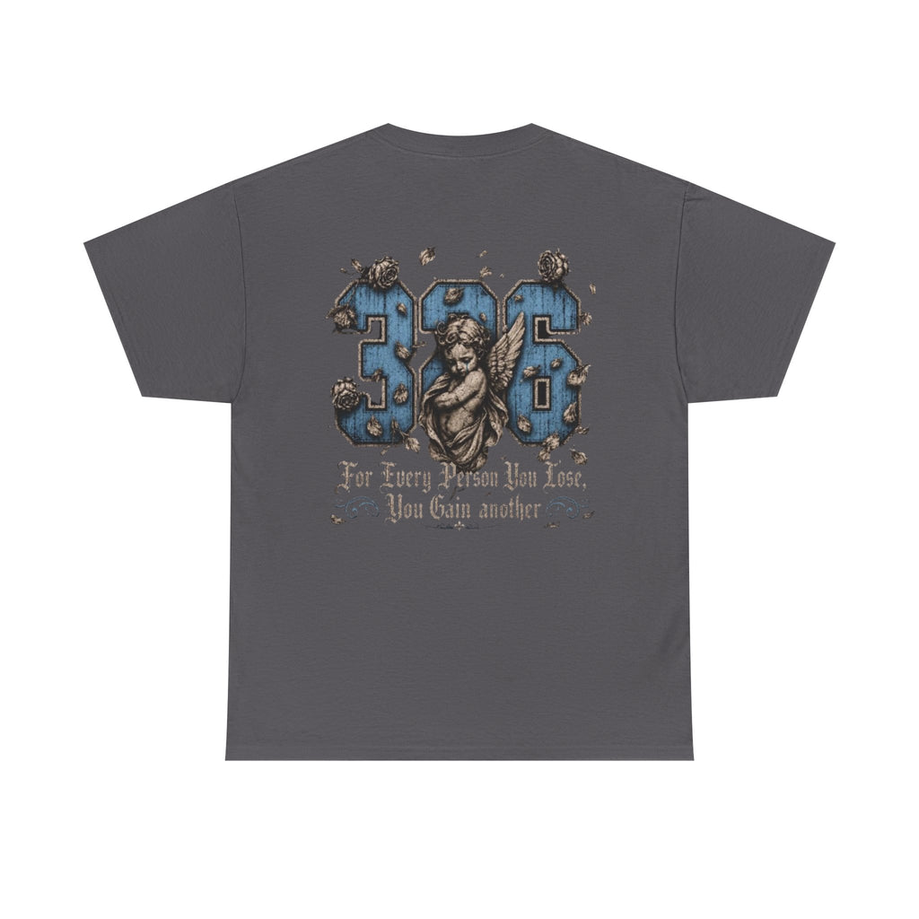 'Sky 326' Angel Graphic Tee with Quote ('For Every Person You Lose...')