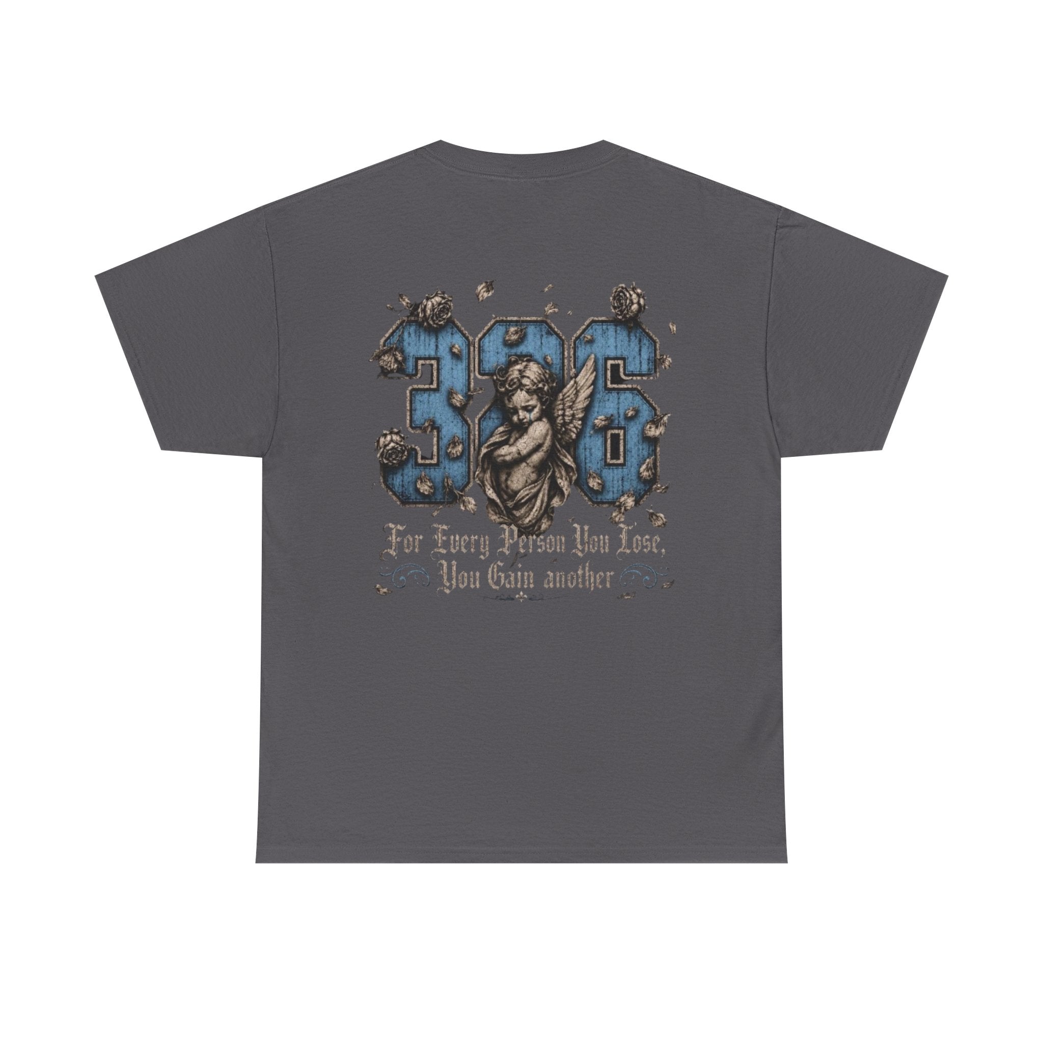 'Sky 326' Angel Graphic Tee with Quote ('For Every Person You Lose...')