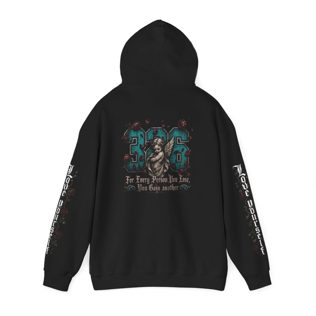 'Blue Ivy 326' Floral Guardian Hoodie — Graphic Pullover with Angel & Script Back Print