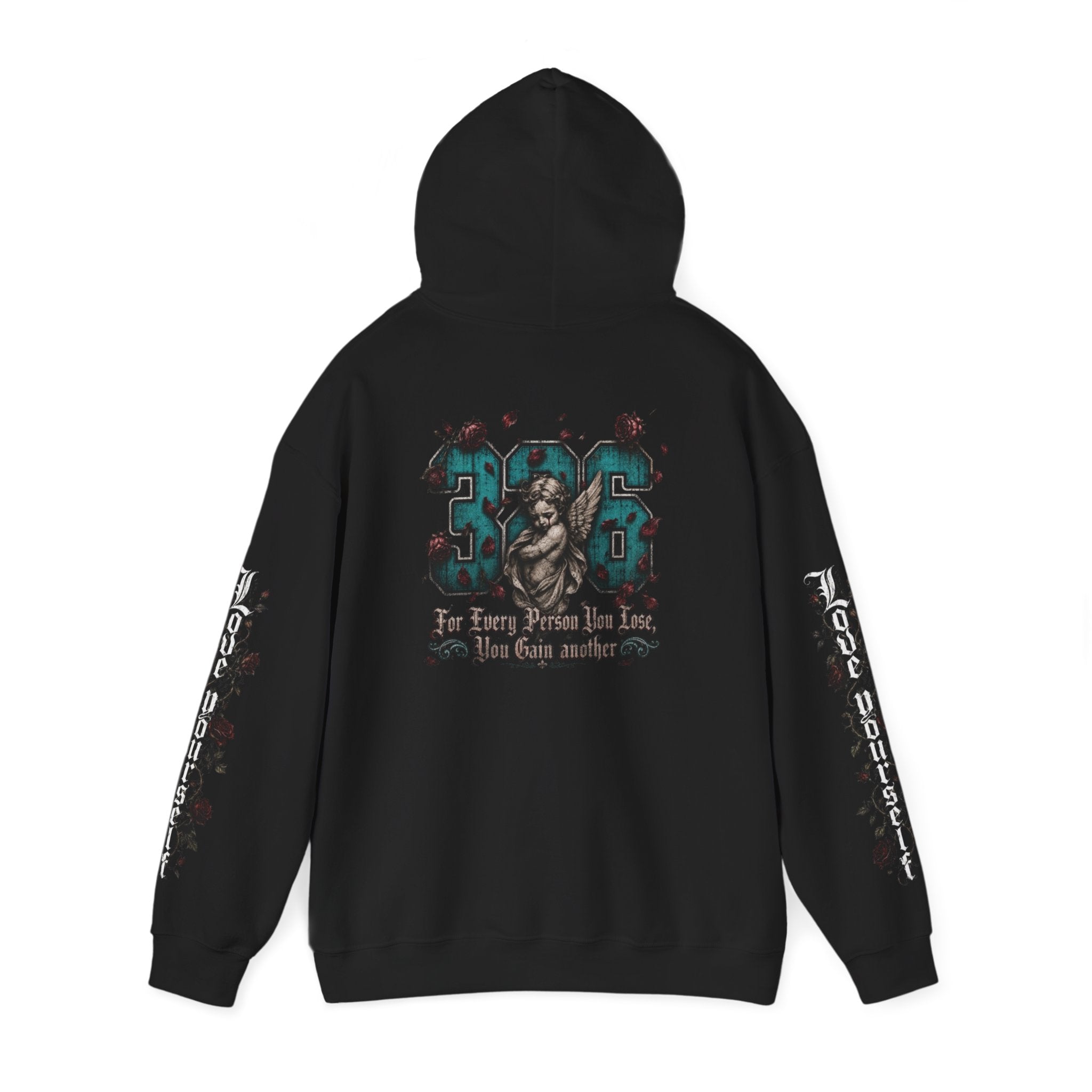 'Blue Ivy 326' Floral Guardian Hoodie — Graphic Pullover with Angel & Script Back Print