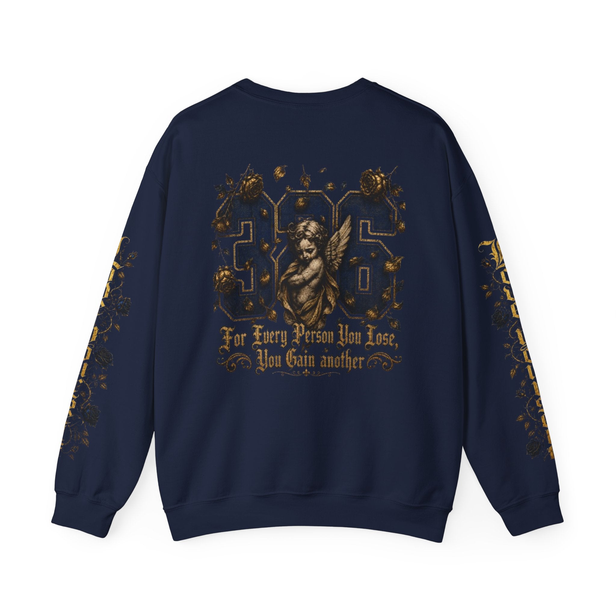 'Golden State 326' Angel Graphic with Script & Floral Sleeve Design