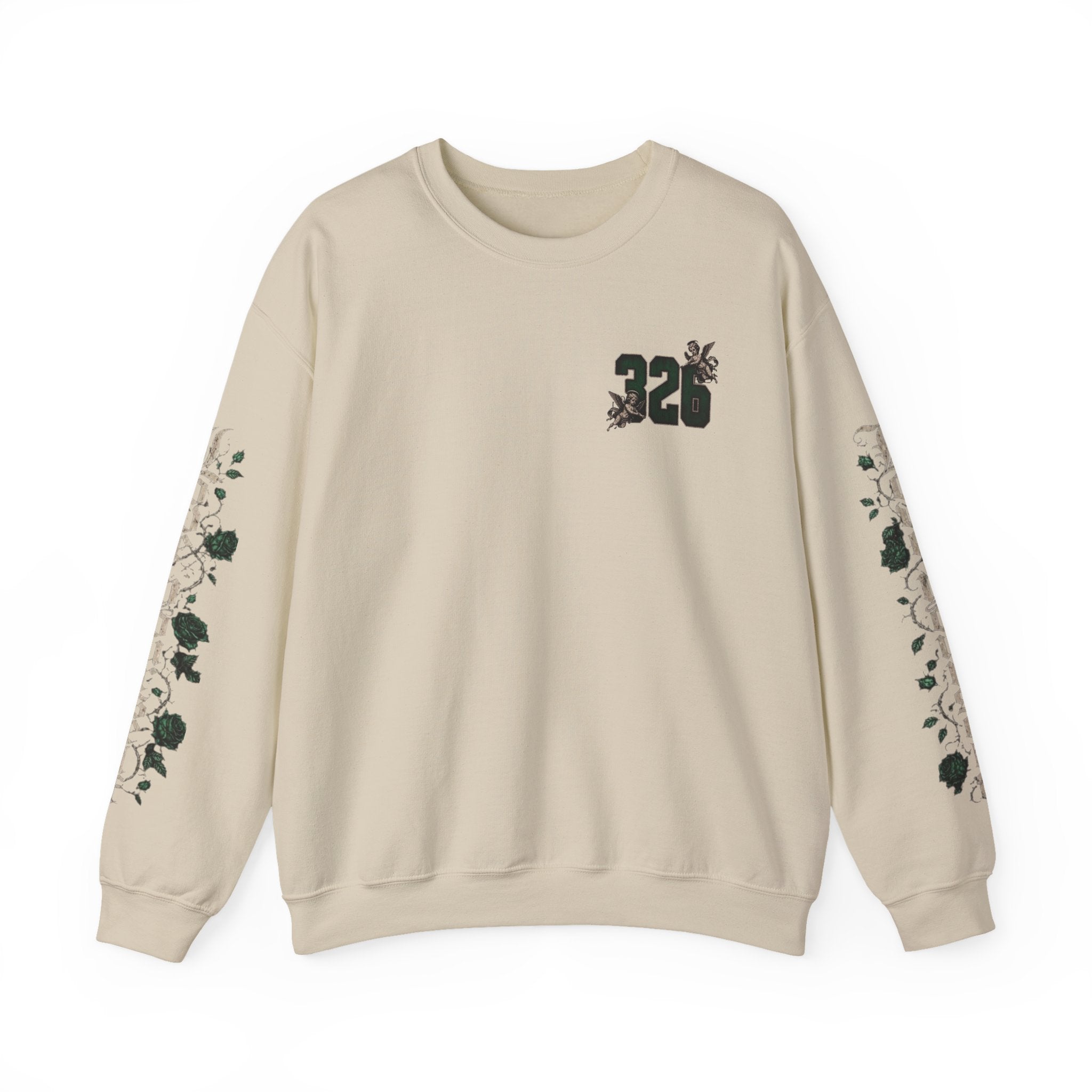 'Emberald 326' Vintage Angel Graphic with Rose Sleeve Art