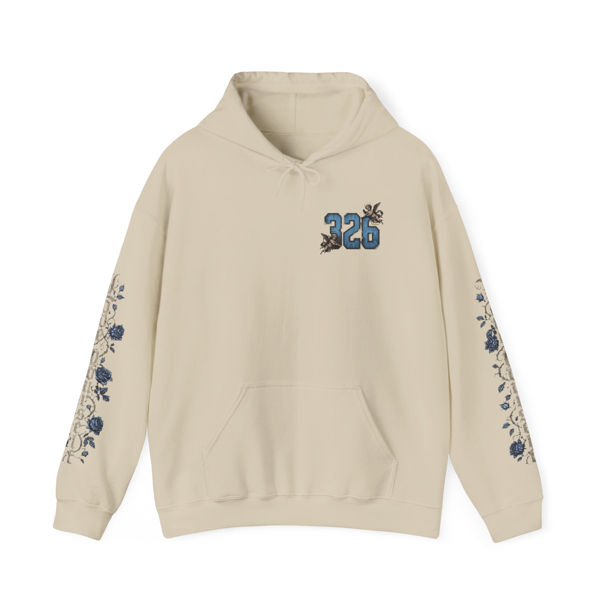 'Sky Hoodie 326' Angel Wings Floral Sleeve Graphic Hoodie