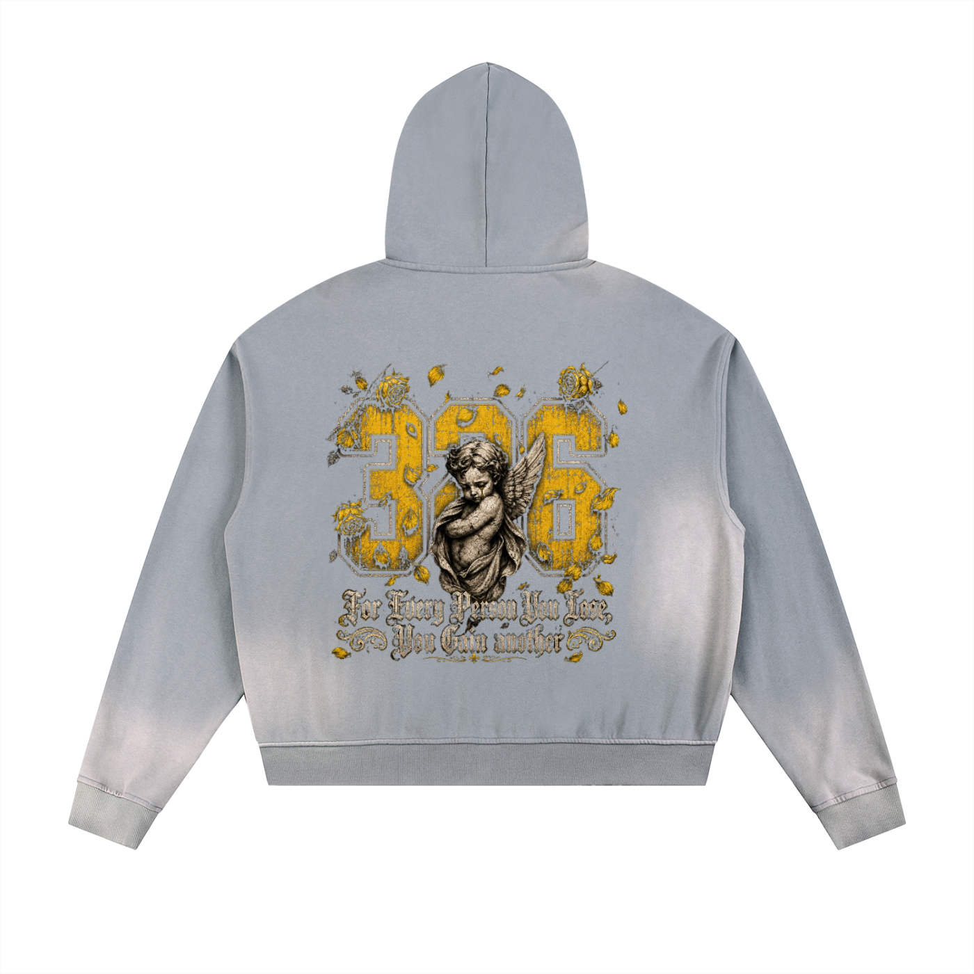 'Bumble' Sun Fade Frayed Raw Edge Fleece Zip Hoodie