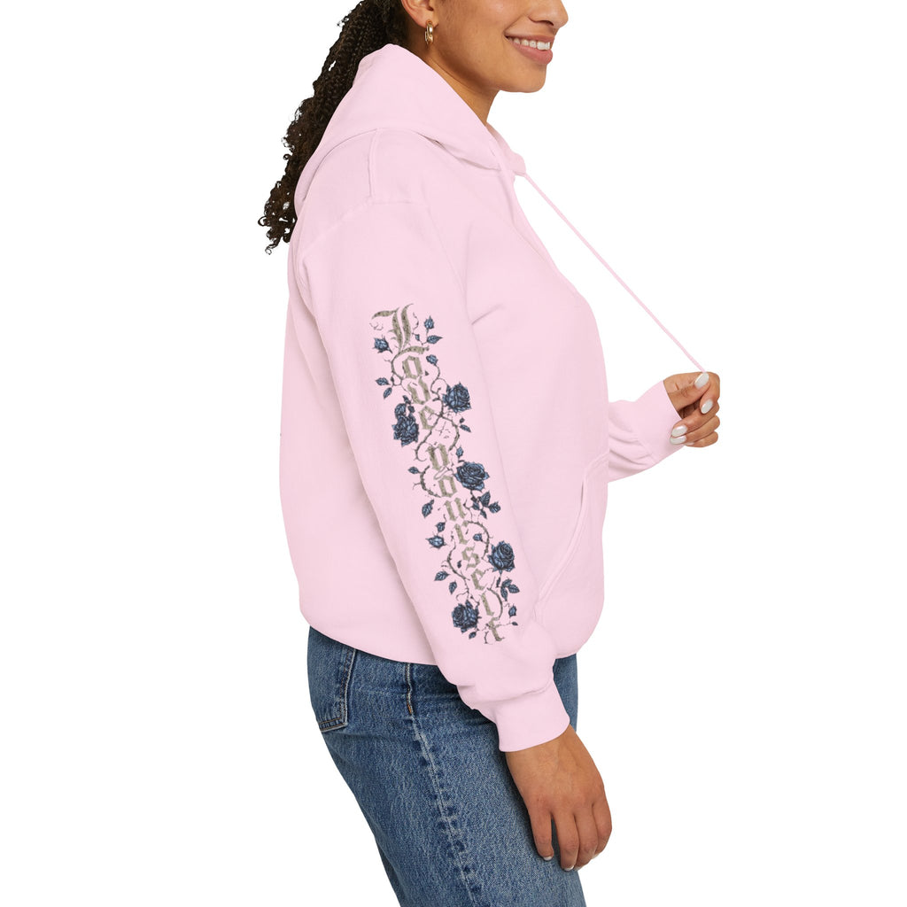 'Sky Hoodie 326' Angel Wings Floral Sleeve Graphic Hoodie