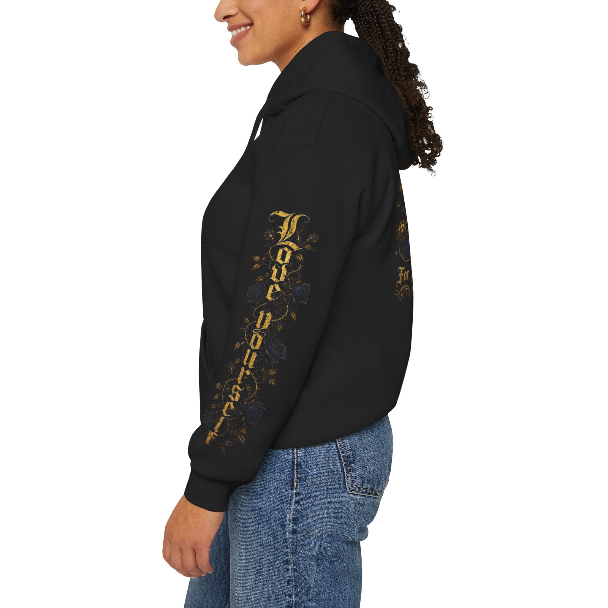 'Golden State Hoodie 326 'Scripture  with Floral Sleeve Art