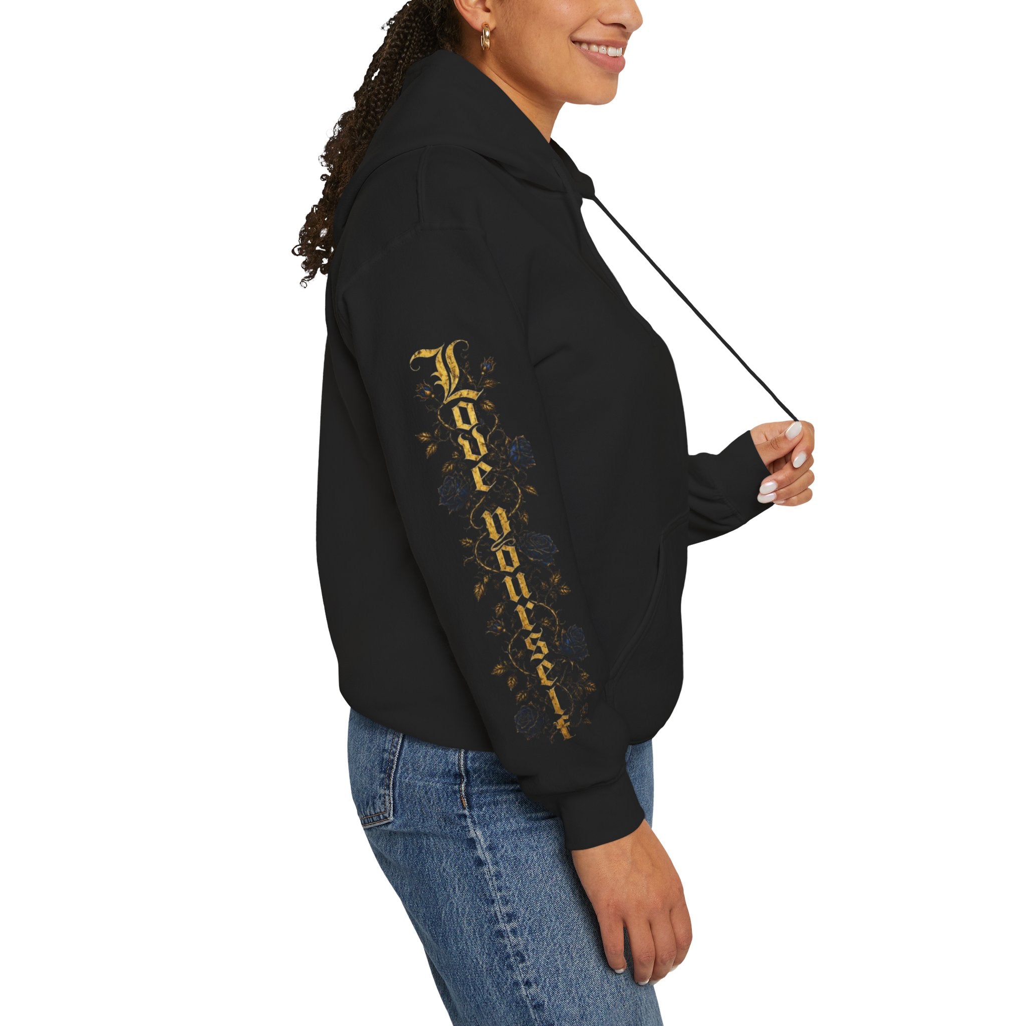 'Golden State Hoodie 326 'Scripture  with Floral Sleeve Art