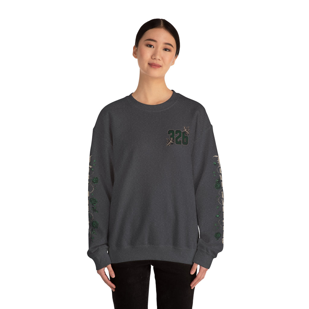 'Emberald 326' Vintage Angel Graphic with Rose Sleeve Art