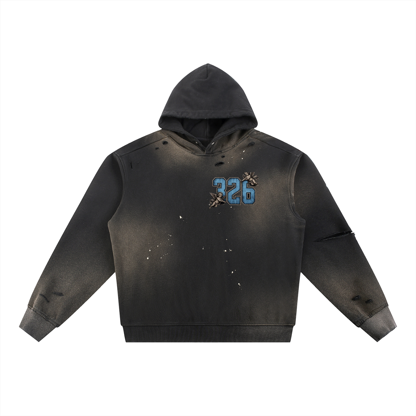 'Sky Blue' Sun Fade Frayed Fleece Hoodie