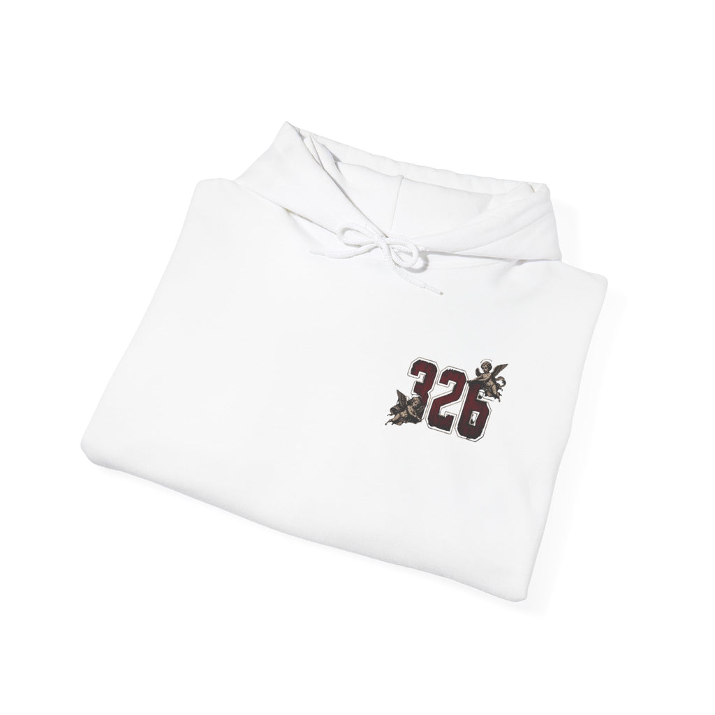 'Crimson & Bone 326' Graphic Hoodie — Vintage Floral Sleeve Pullover