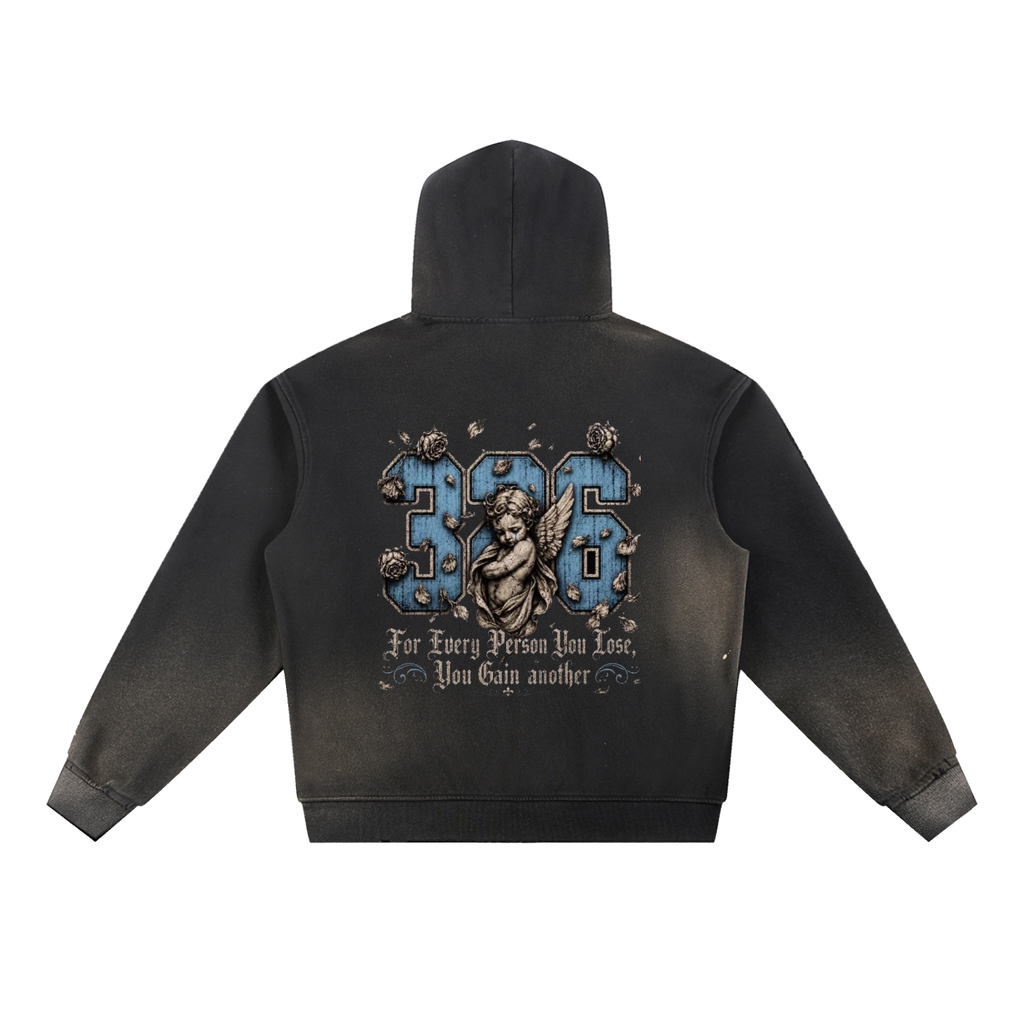 'Sky Blue' Sun Fade Frayed Fleece Hoodie