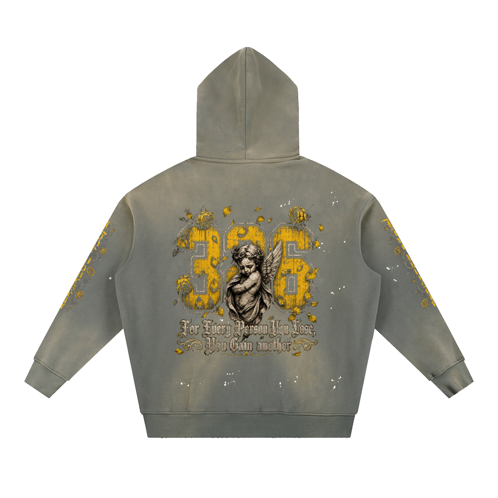 'Vintage 326' Washed Frayed Fleece Hoodie