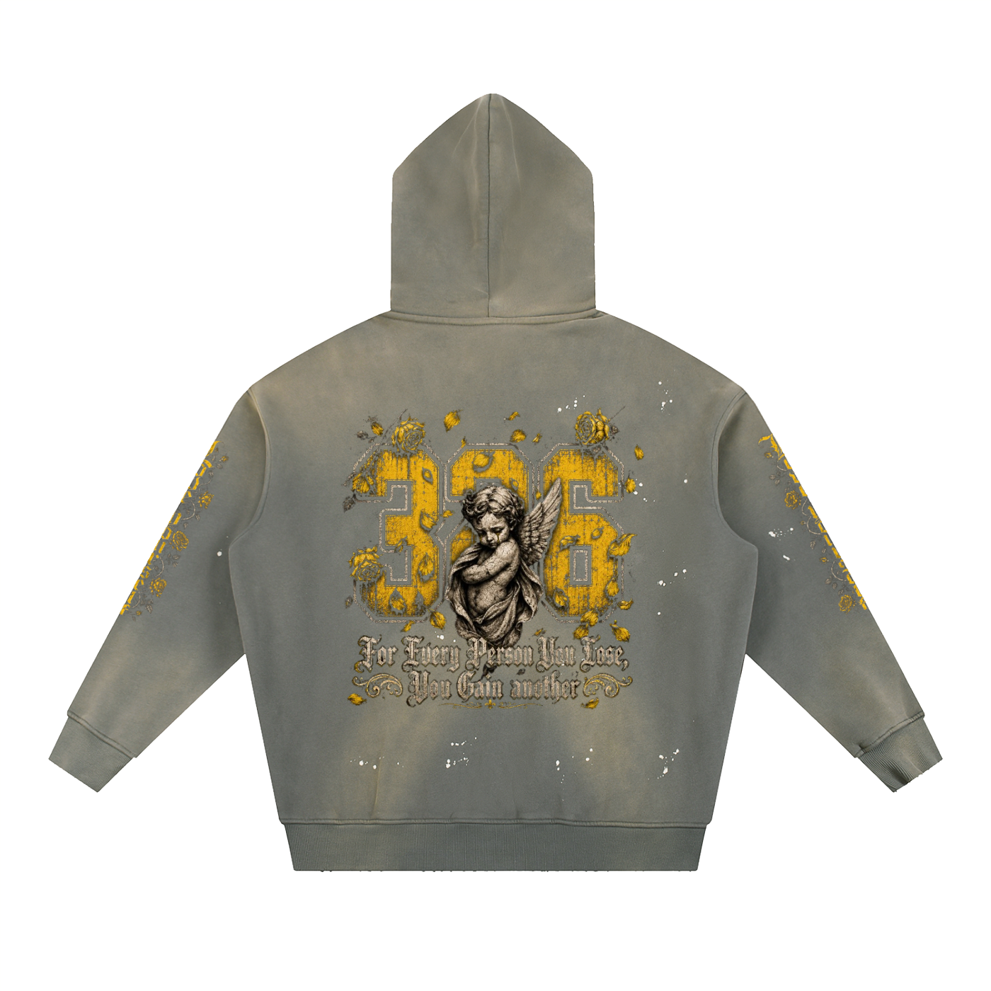 'Vintage 326' Washed Frayed Fleece Hoodie