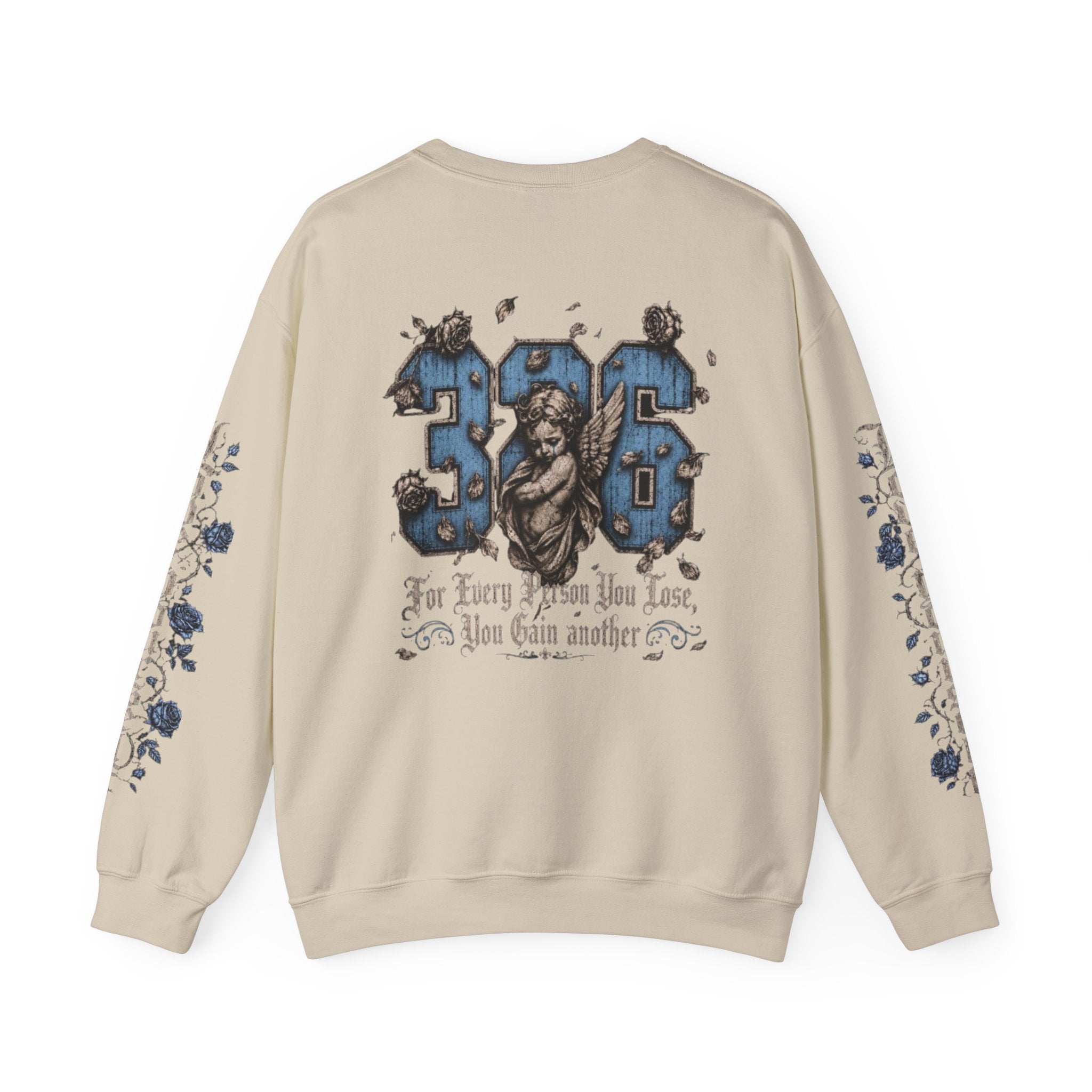 'Sky LongSleeve 326' Cherub Floral Graphic "For Every Person You Lose, You Gain Another"