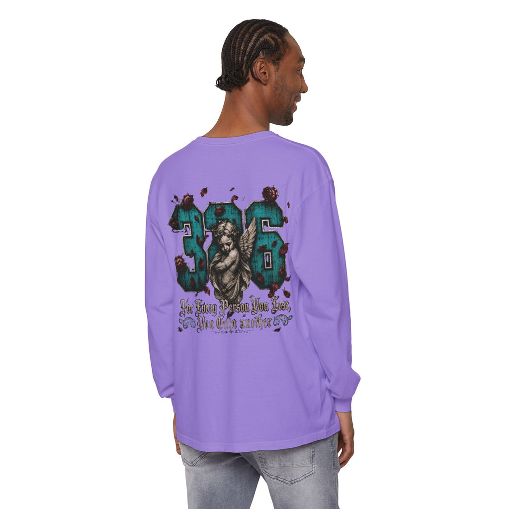 'Blue ivy 326' Angel Graphic Long Sleeve Tee — "The Least Regrets You Live, The Less Another Dies"
