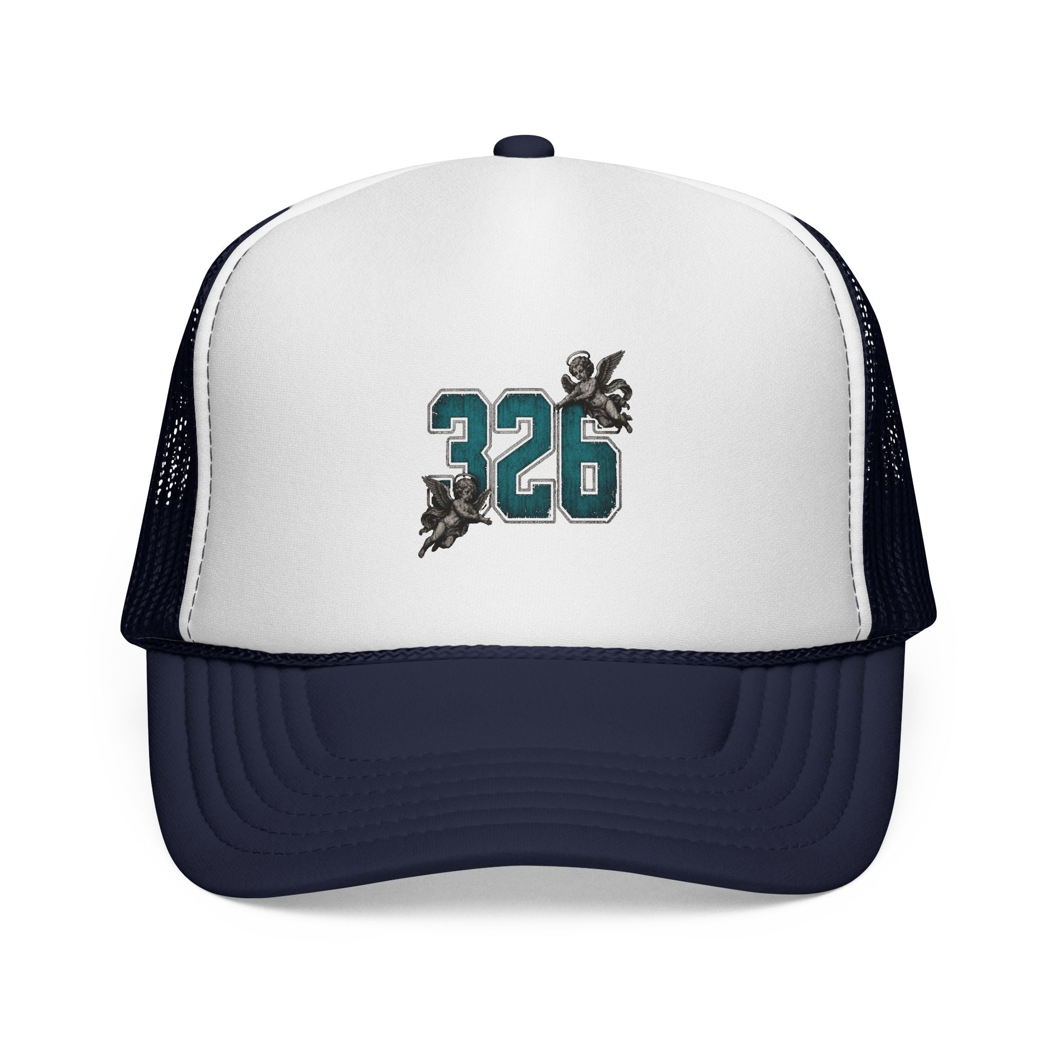 Trucker Cap - '326' Vintage Varsity Number Patch with Floral Accent