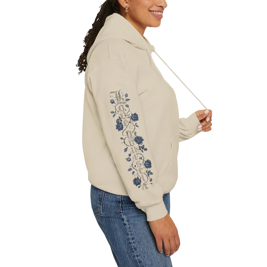 'Sky Hoodie 326' Angel Wings Floral Sleeve Graphic Hoodie