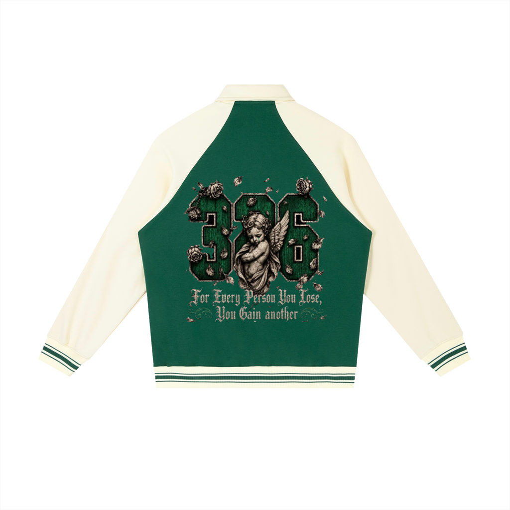 'Emerald Green' Contrast Raglan Sleeve Baseball Jacket