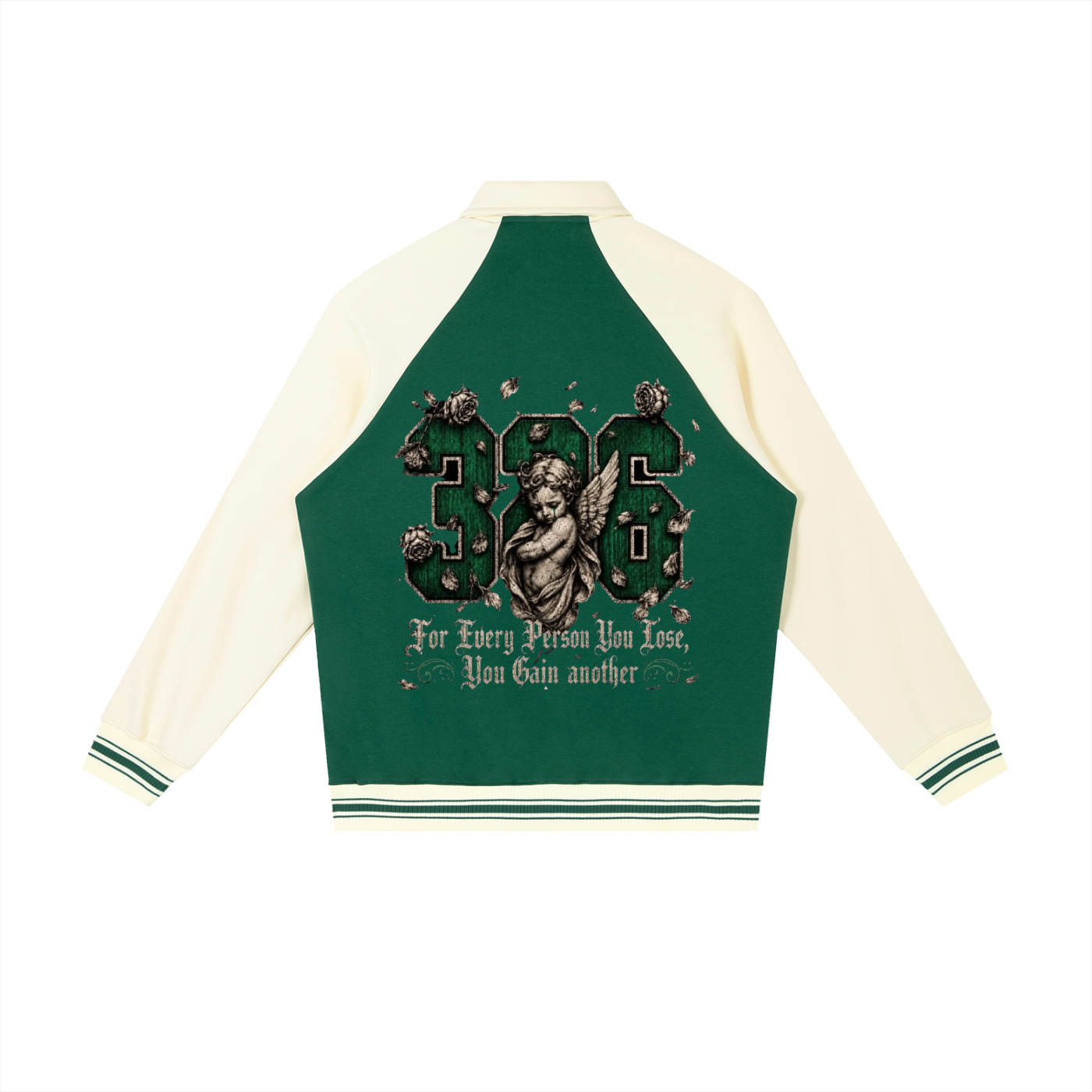 'Emerald Green' Contrast Raglan Sleeve Baseball Jacket