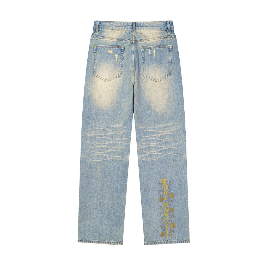 'Bumble 326' Sun Fade Raw Hem Denim Jeans