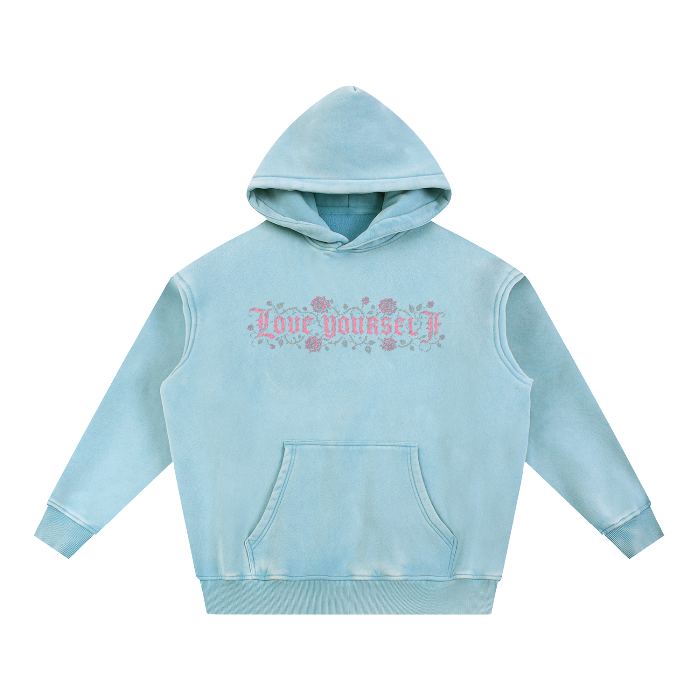 'Pretty In Pink' Snow Wash Fleece Oversize Hoodie