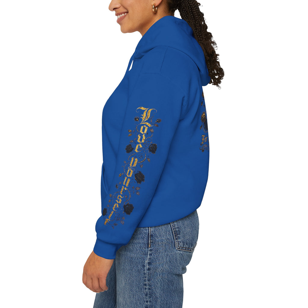 'Golden State Hoodie 326 'Scripture  with Floral Sleeve Art