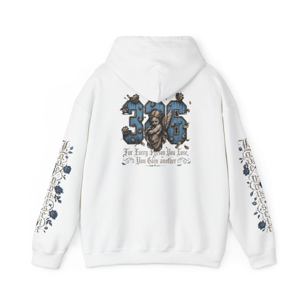 'Sky Hoodie 326' Angel Wings Floral Sleeve Graphic Hoodie