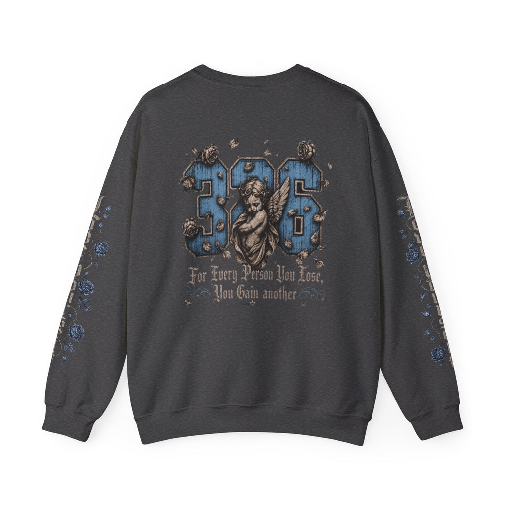 'Sky LongSleeve 326' Cherub Floral Graphic "For Every Person You Lose, You Gain Another"