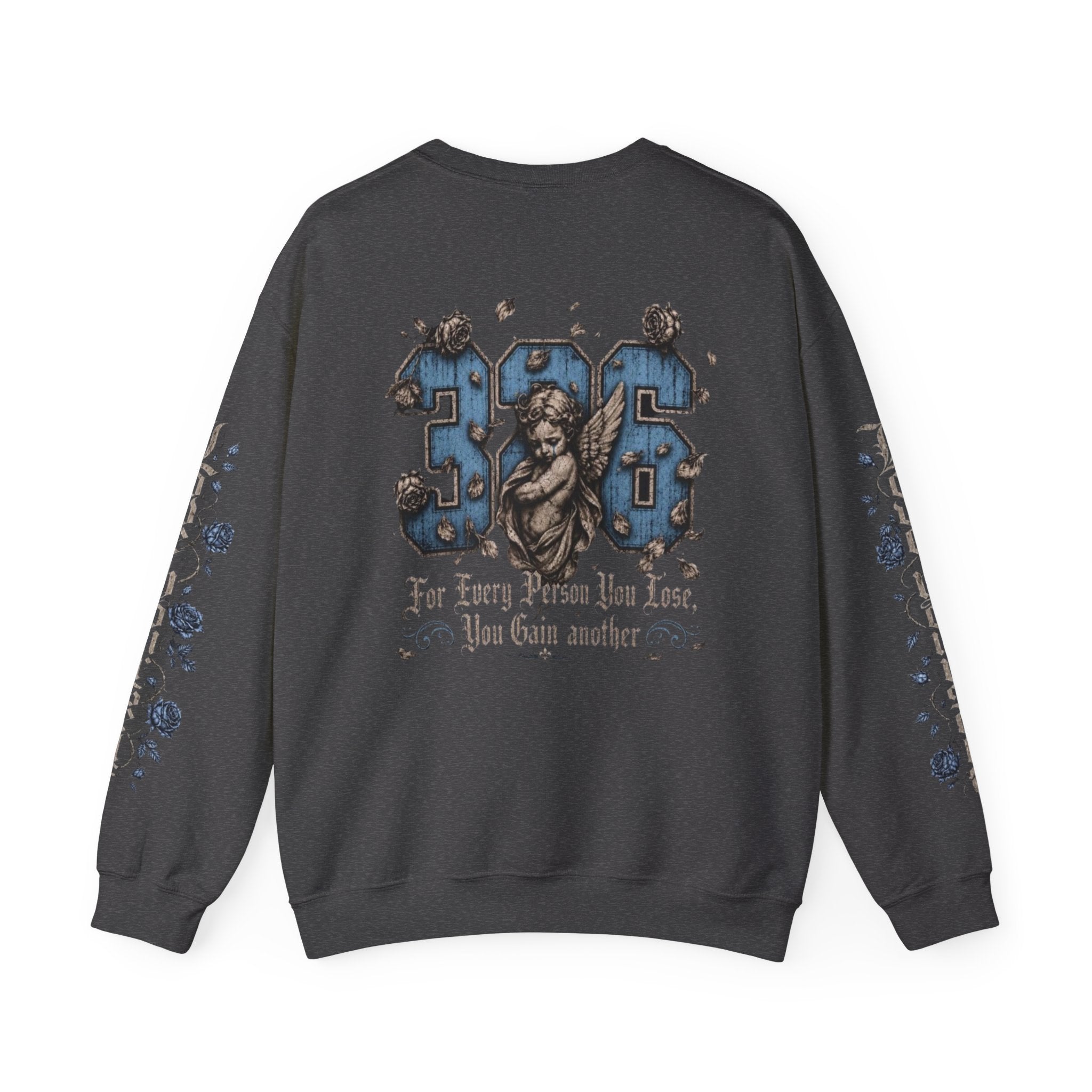 'Sky LongSleeve 326' Cherub Floral Graphic "For Every Person You Lose, You Gain Another"