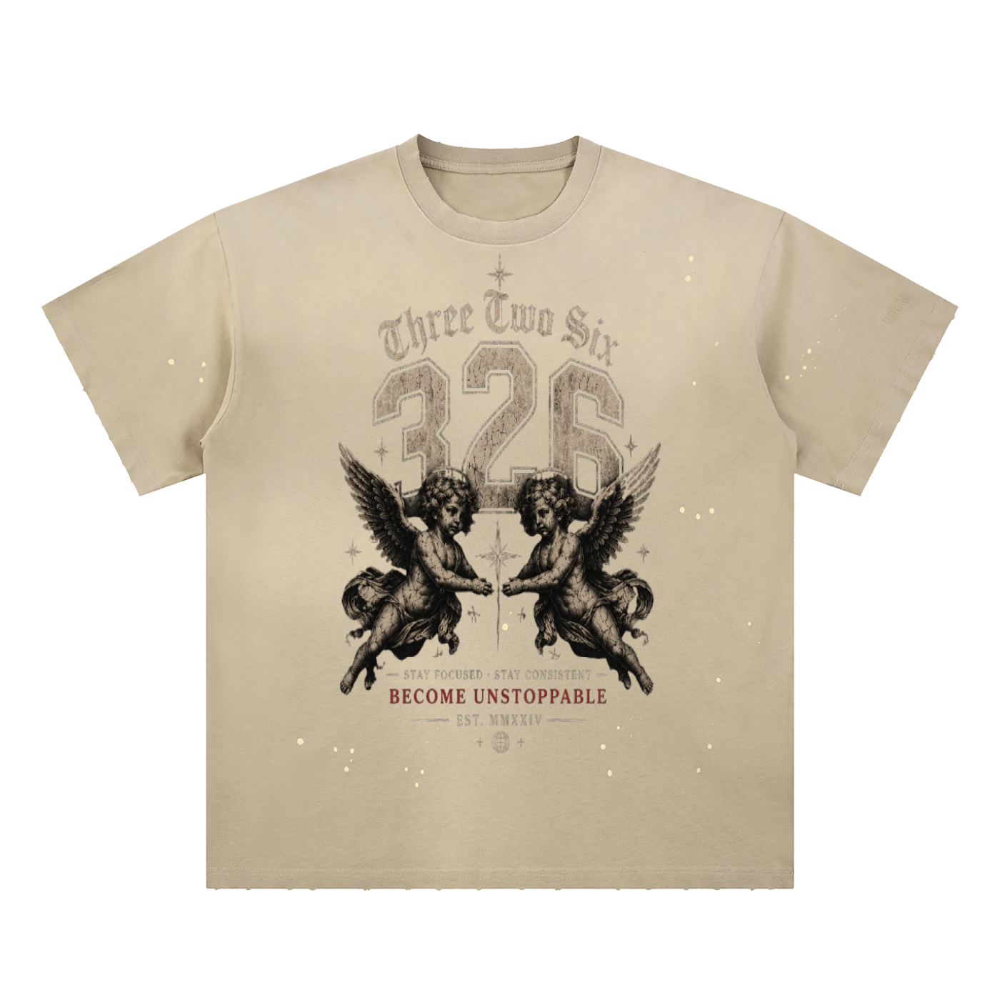 '326 clothing - discipline collection ' Hand-Frayed Sunfade Paint Splatter T-Shirt
