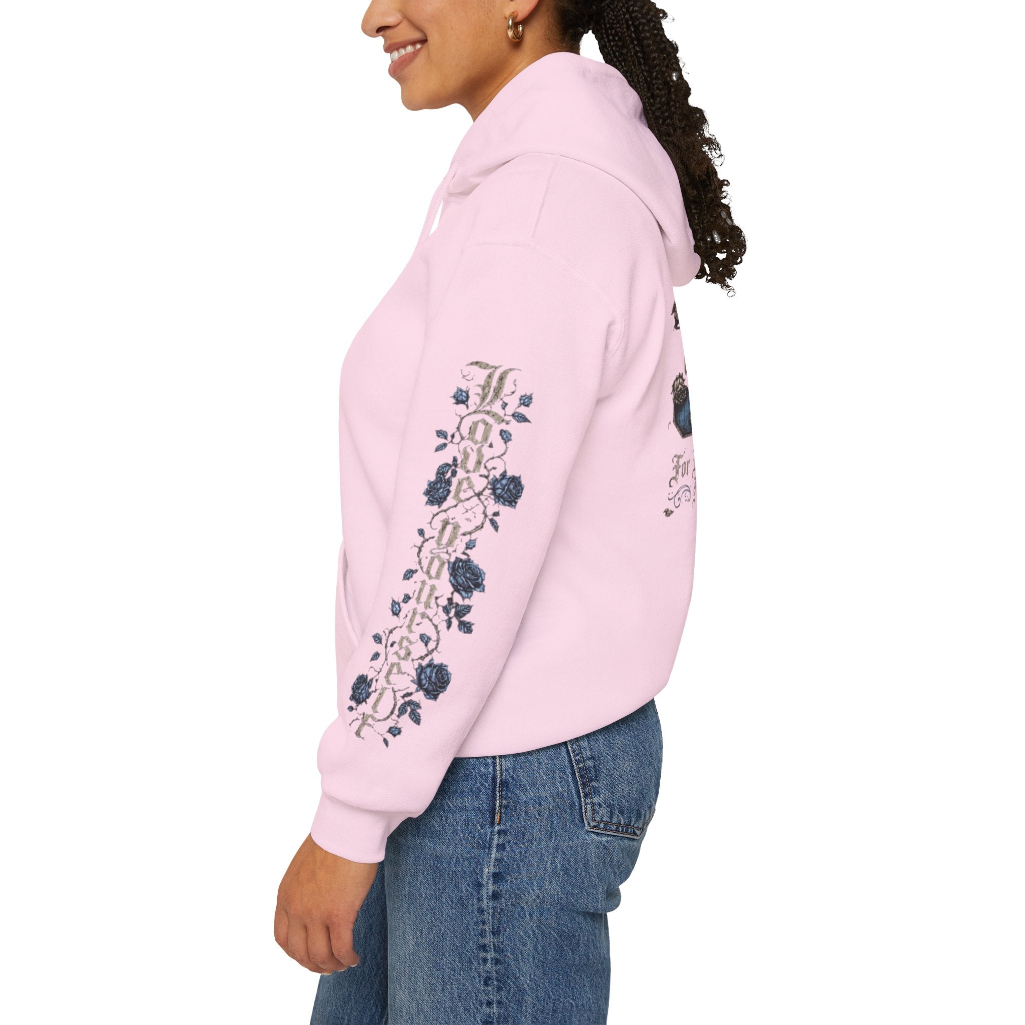 'Sky Hoodie 326' Angel Wings Floral Sleeve Graphic Hoodie