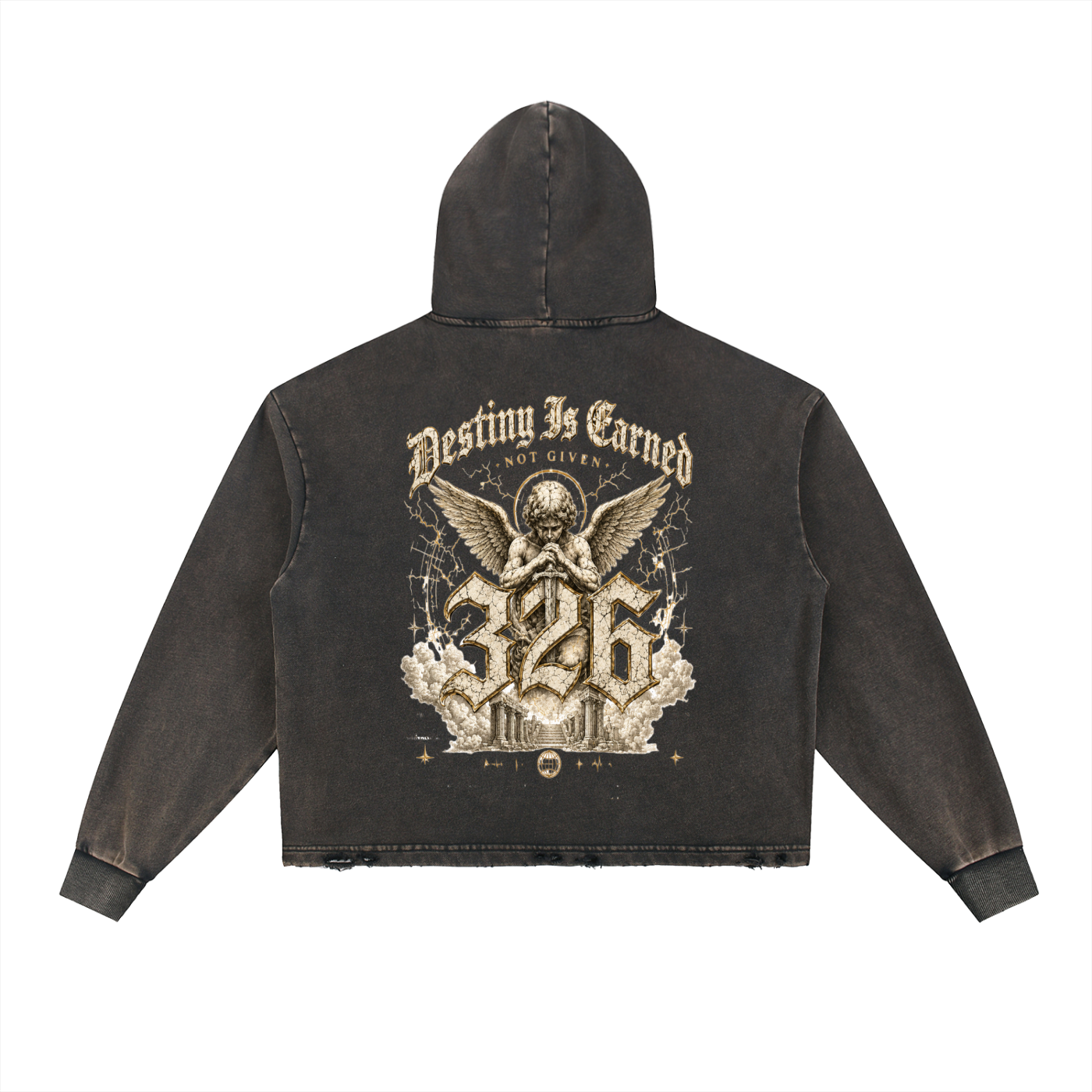 Vintage Washed Frayed-Hem Hoodie