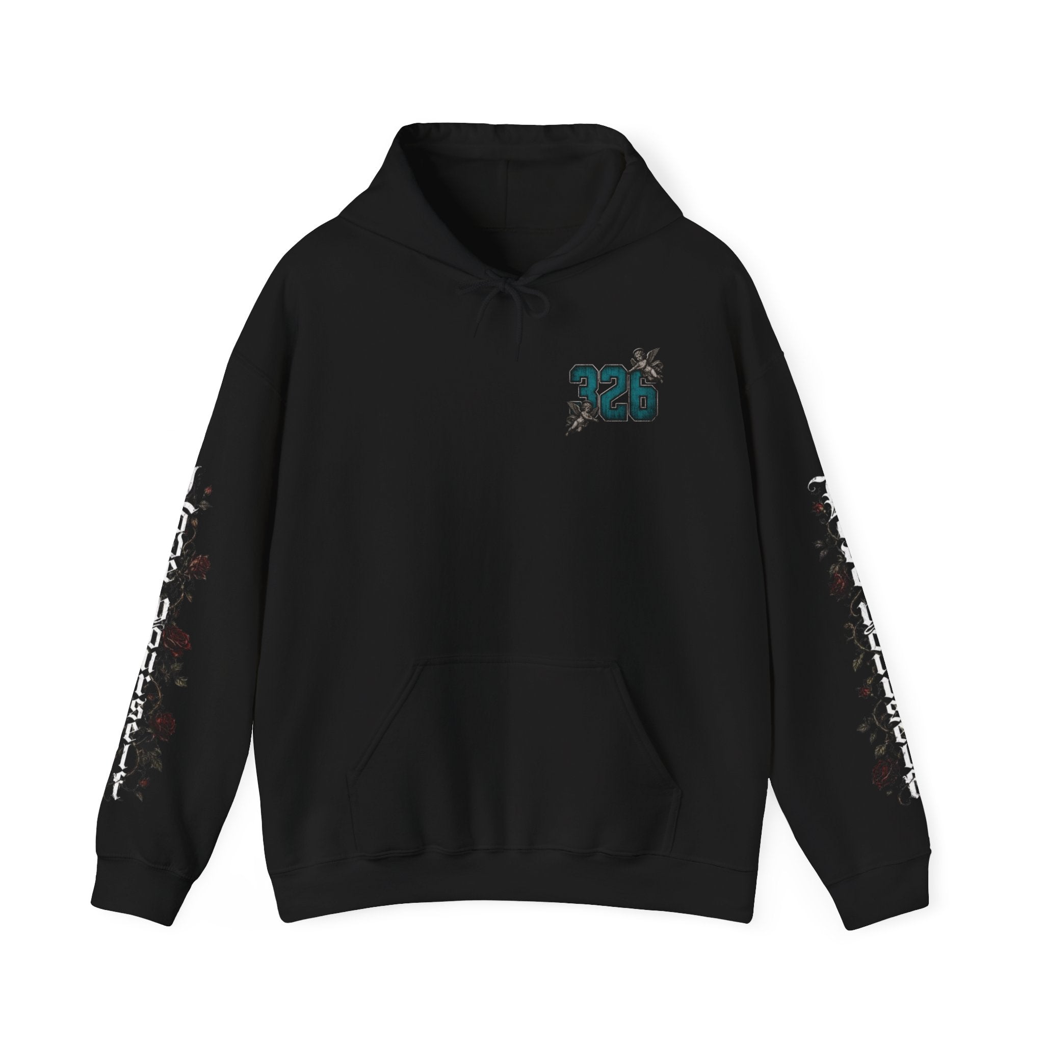 'Blue Ivy 326' Floral Guardian Hoodie — Graphic Pullover with Angel & Script Back Print