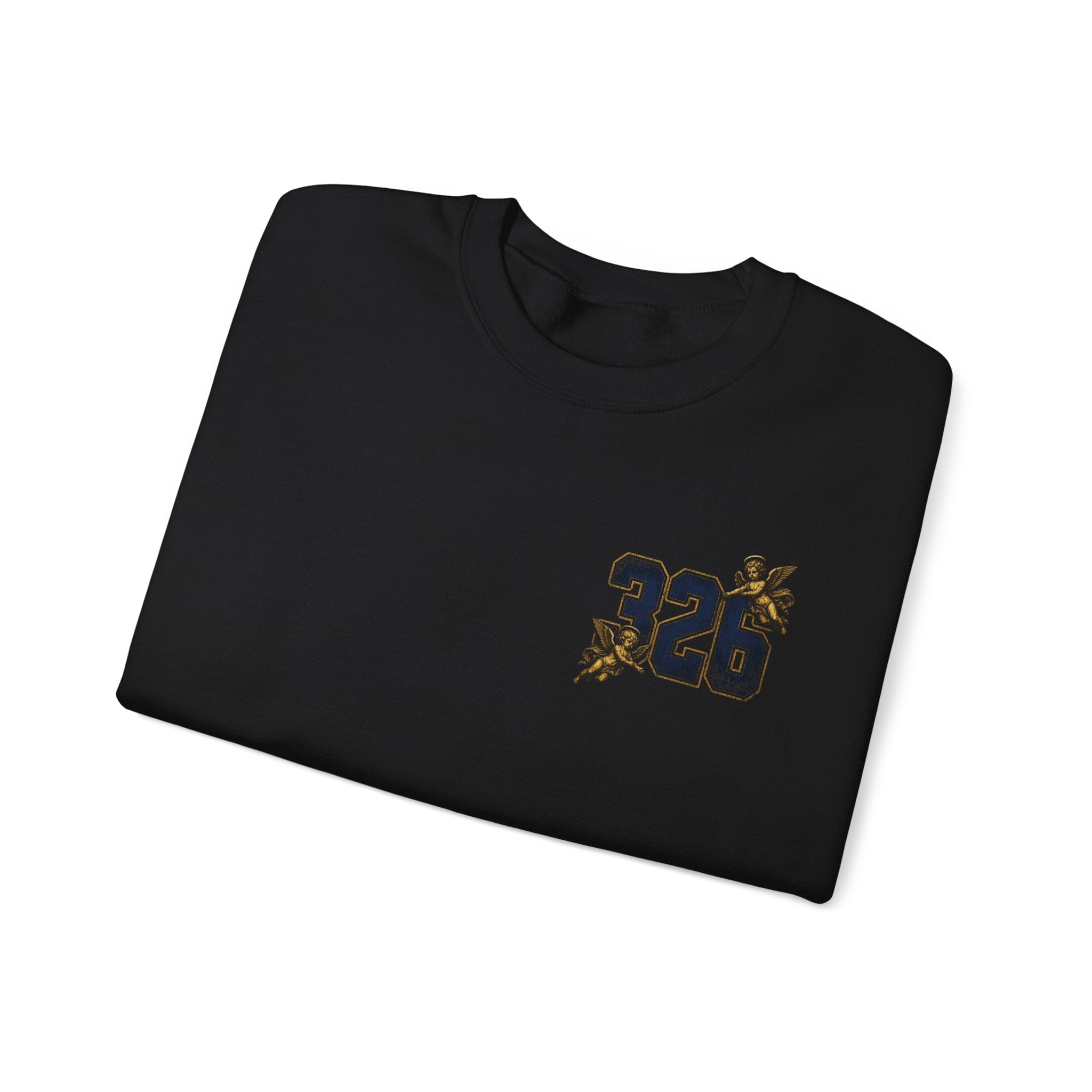 'Golden State 326' Angel Graphic with Script & Floral Sleeve Design