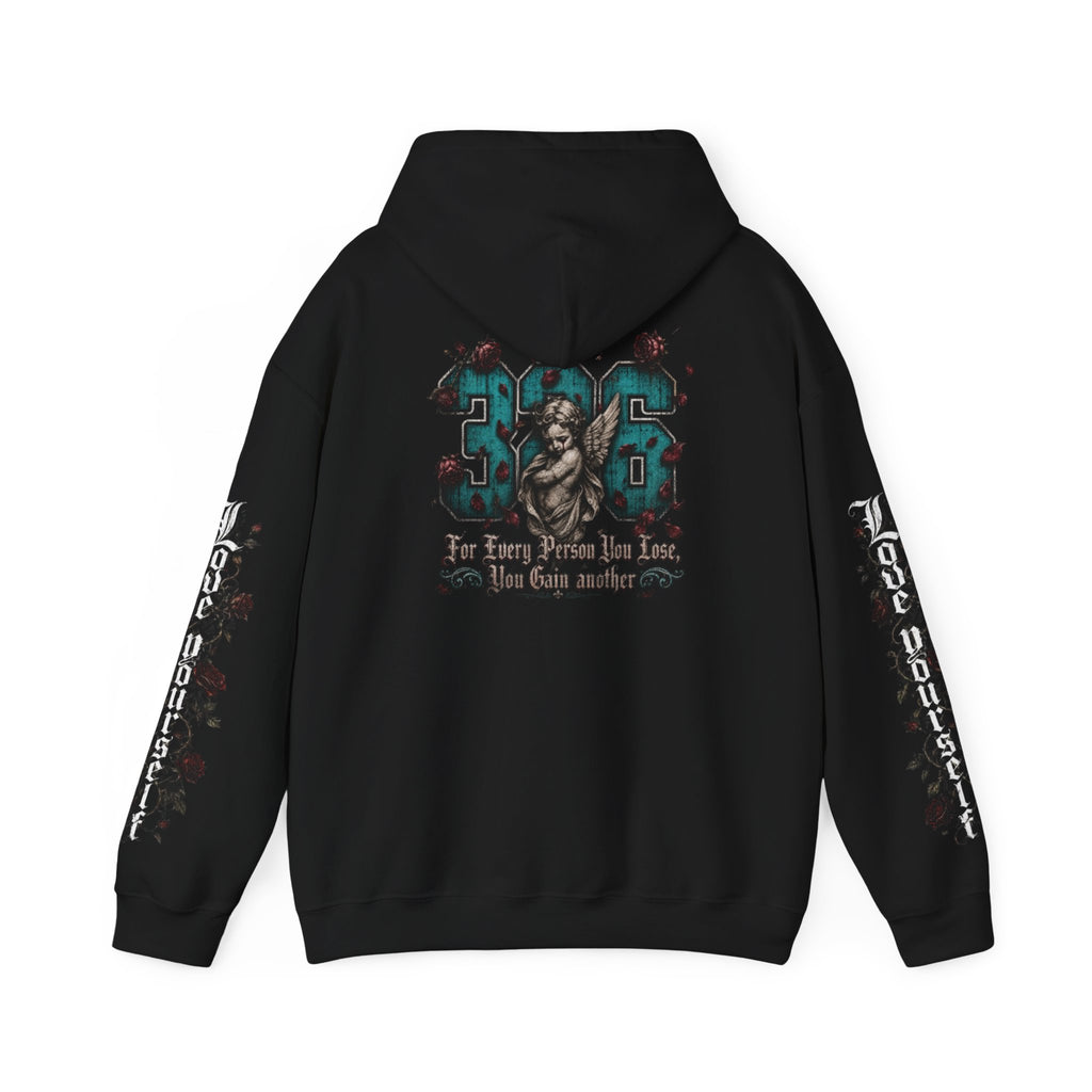 'Blue Ivy 326' Floral Guardian Hoodie — Graphic Pullover with Angel & Script Back Print