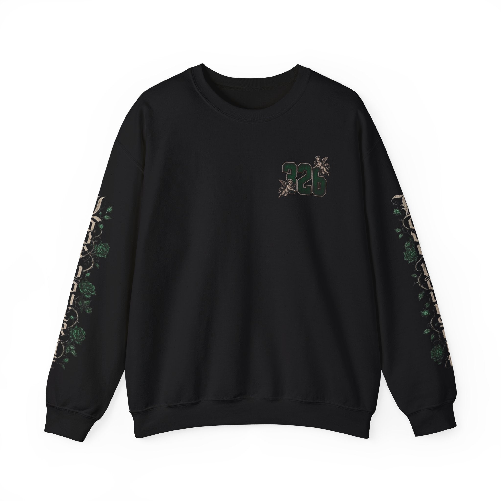 'Emberald 326' Vintage Angel Graphic with Rose Sleeve Art