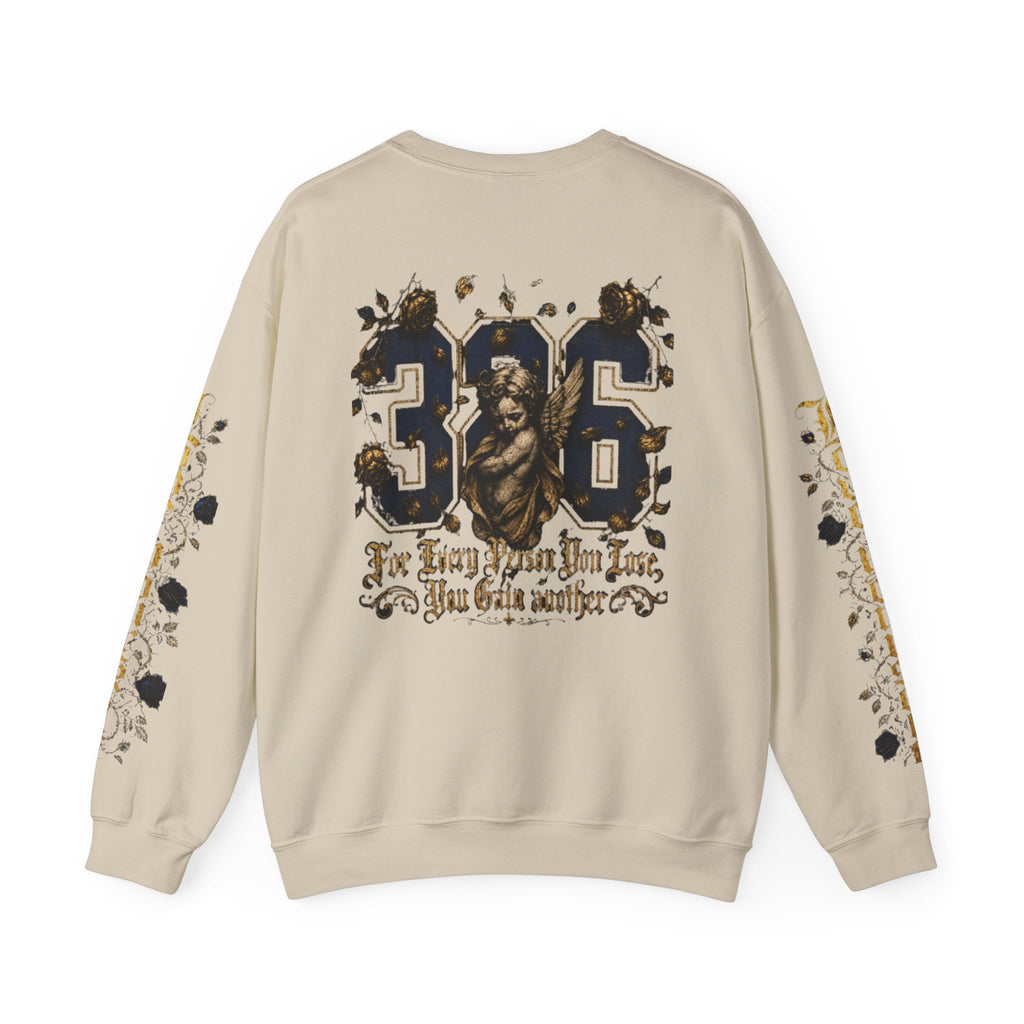 'Golden State 326' Angel Graphic with Script & Floral Sleeve Design