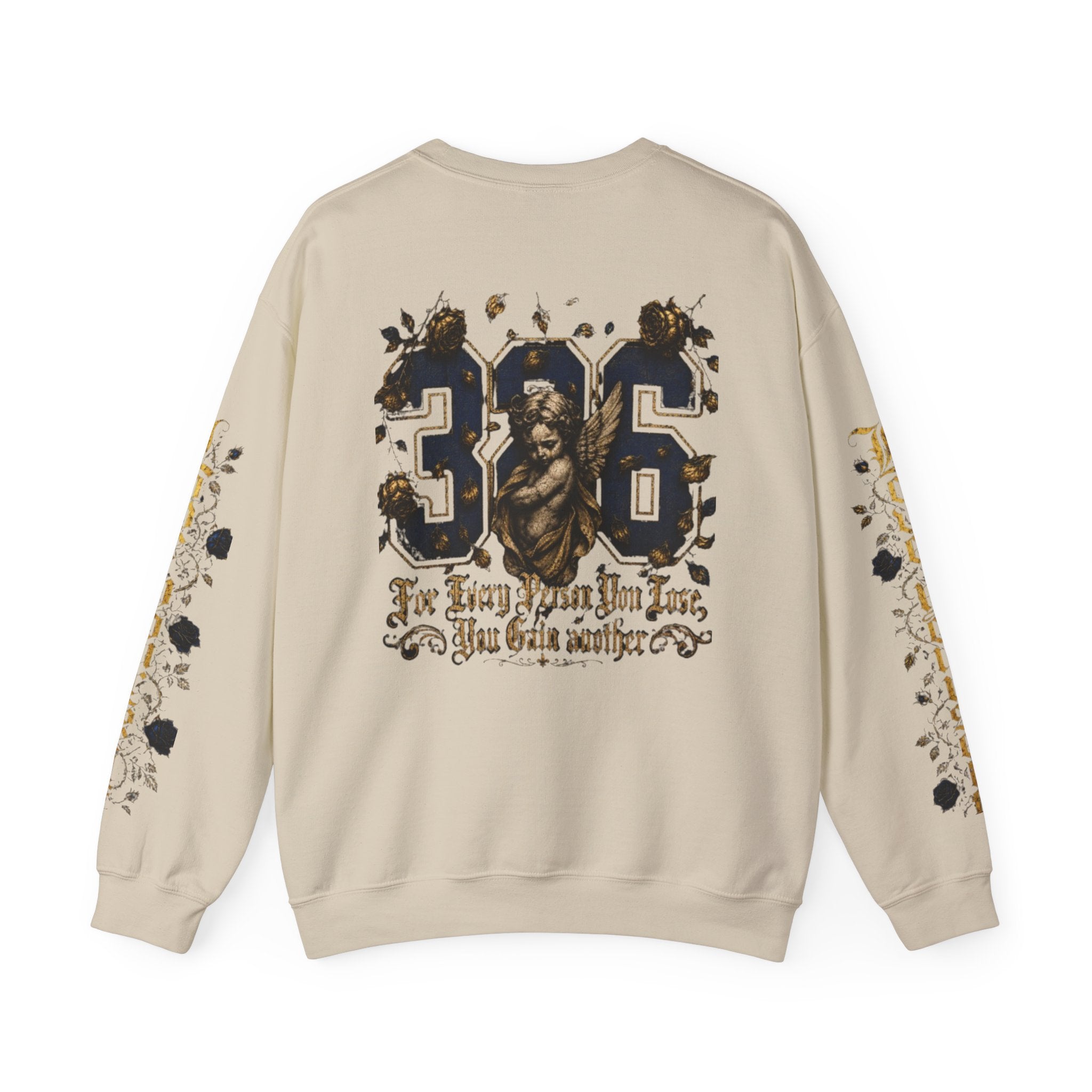 'Golden State 326' Angel Graphic with Script & Floral Sleeve Design