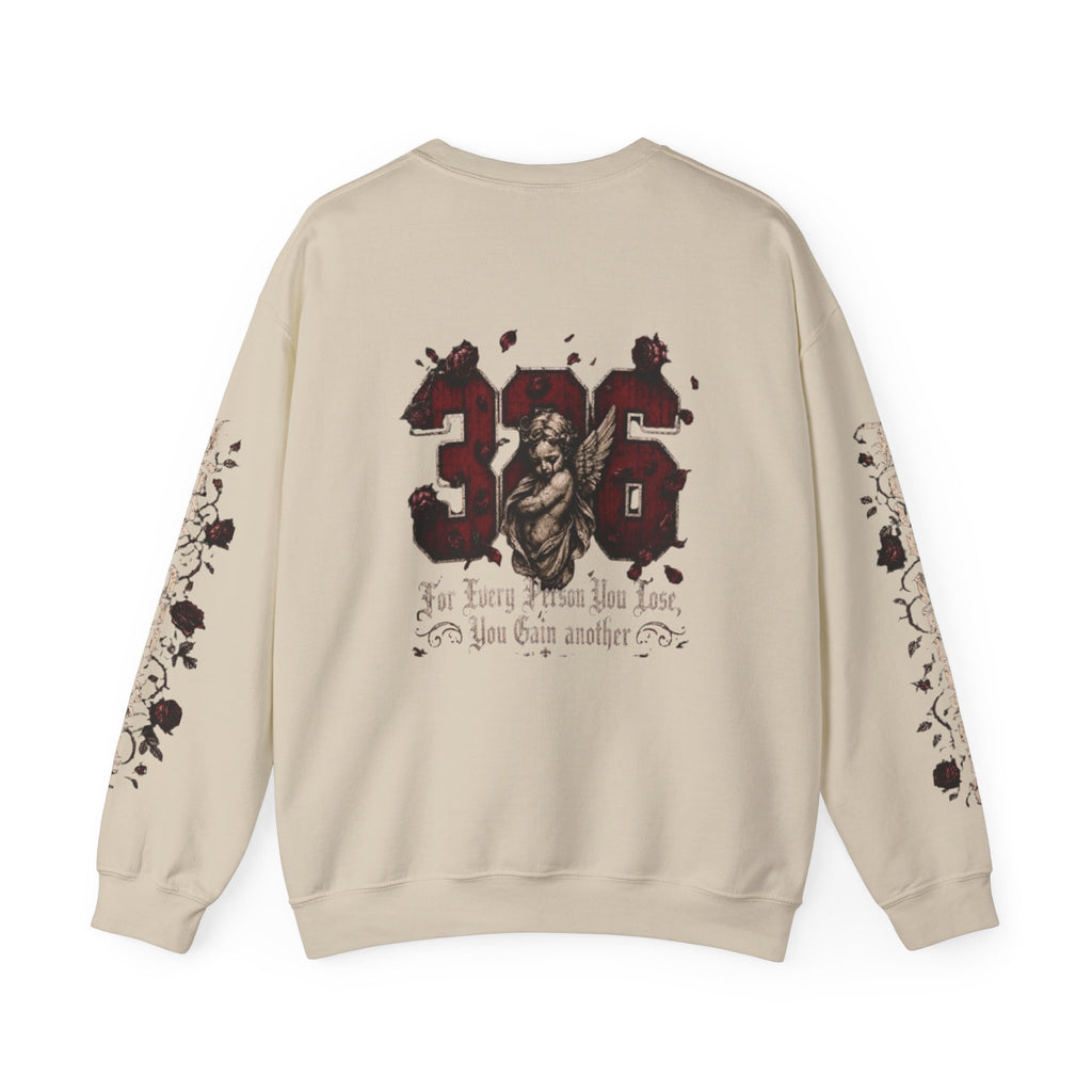 'Creamson & Bone 326' Gothic Angel Graphic with Rose Sleeves
