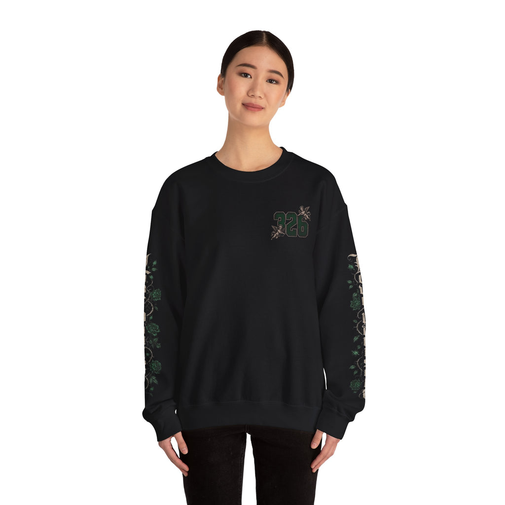 'Emberald 326' Vintage Angel Graphic with Rose Sleeve Art