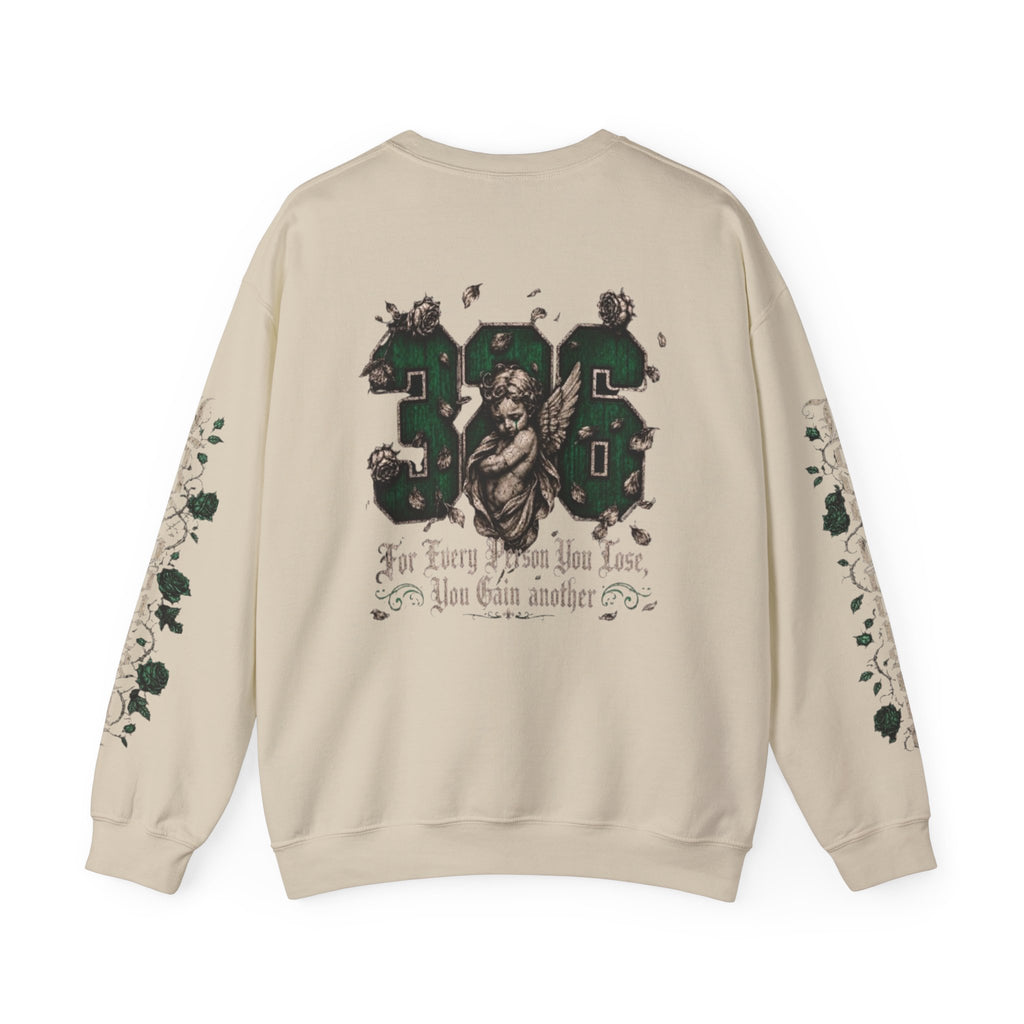 'Emberald 326' Vintage Angel Graphic with Rose Sleeve Art