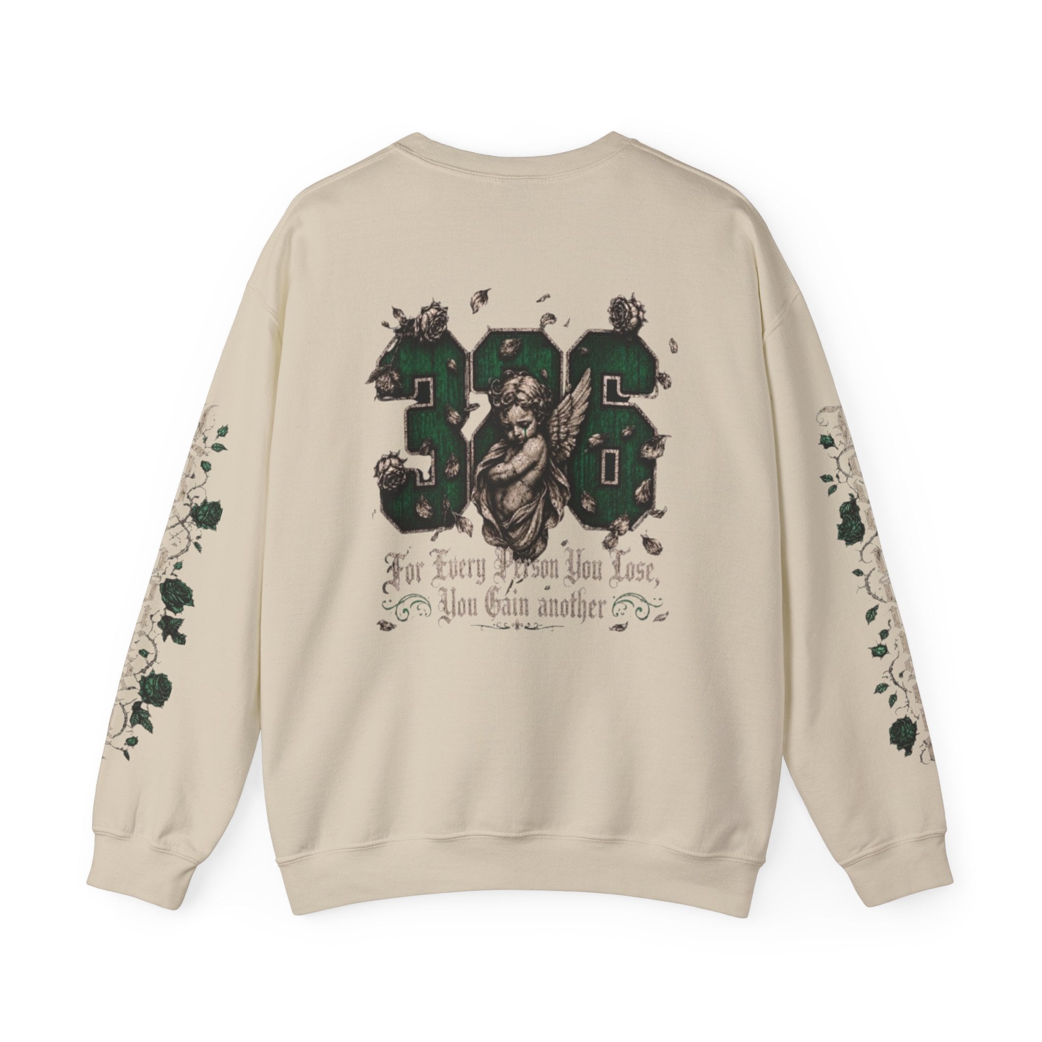'Emberald 326' Vintage Angel Graphic with Rose Sleeve Art