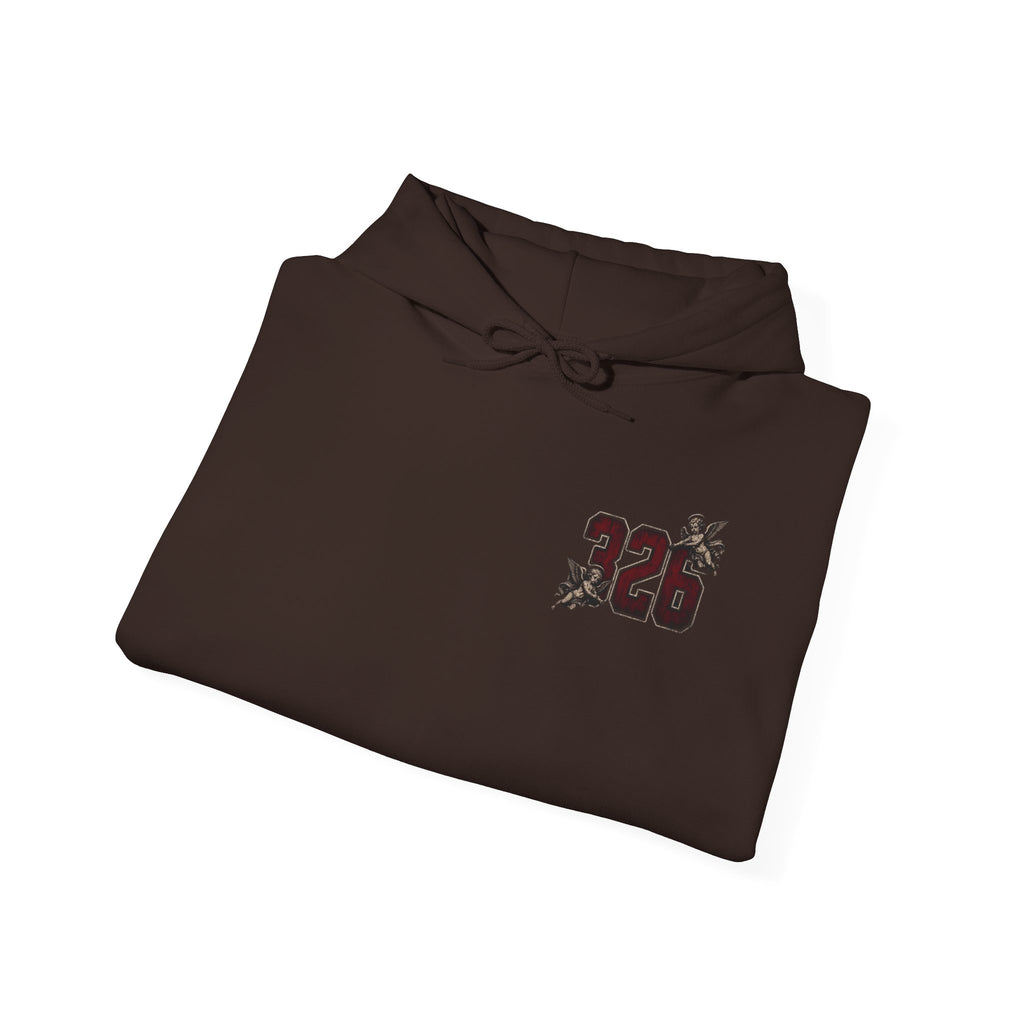 'Crimson & Bone 326' Graphic Hoodie — Vintage Floral Sleeve Pullover