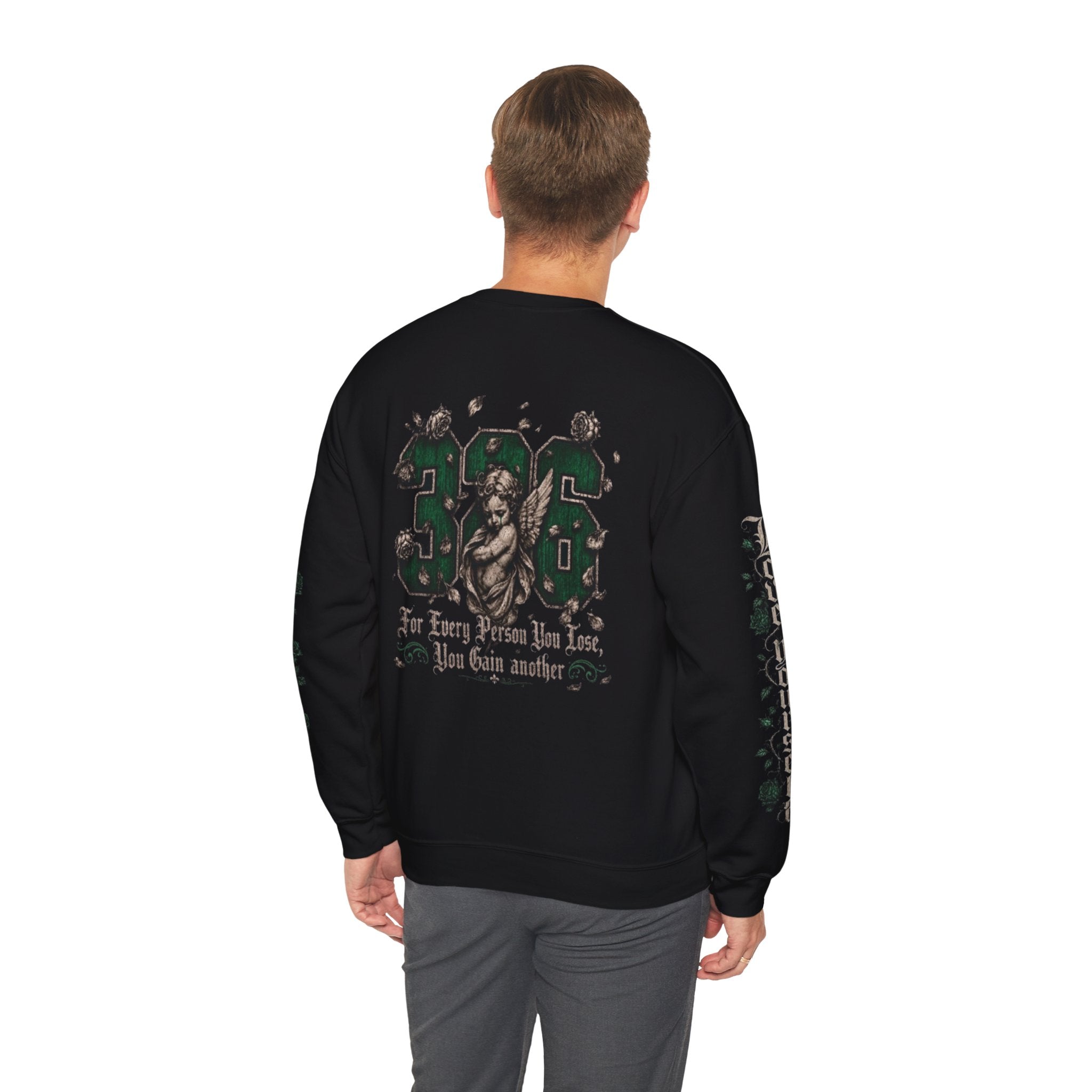 'Emberald 326' Vintage Angel Graphic with Rose Sleeve Art